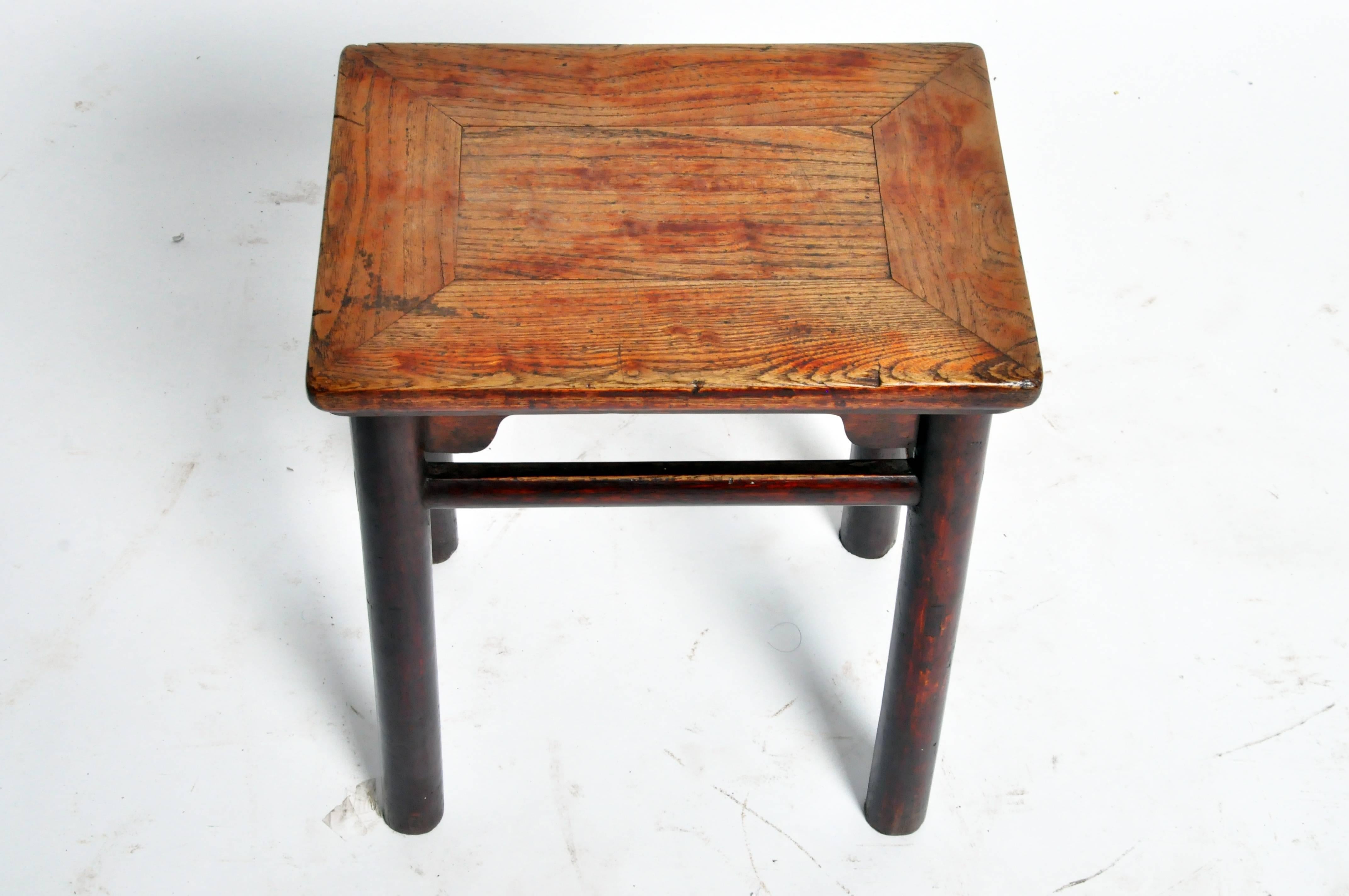 Qing Dynasty Chinese Stool with Round Legs and Original Lacquer 1