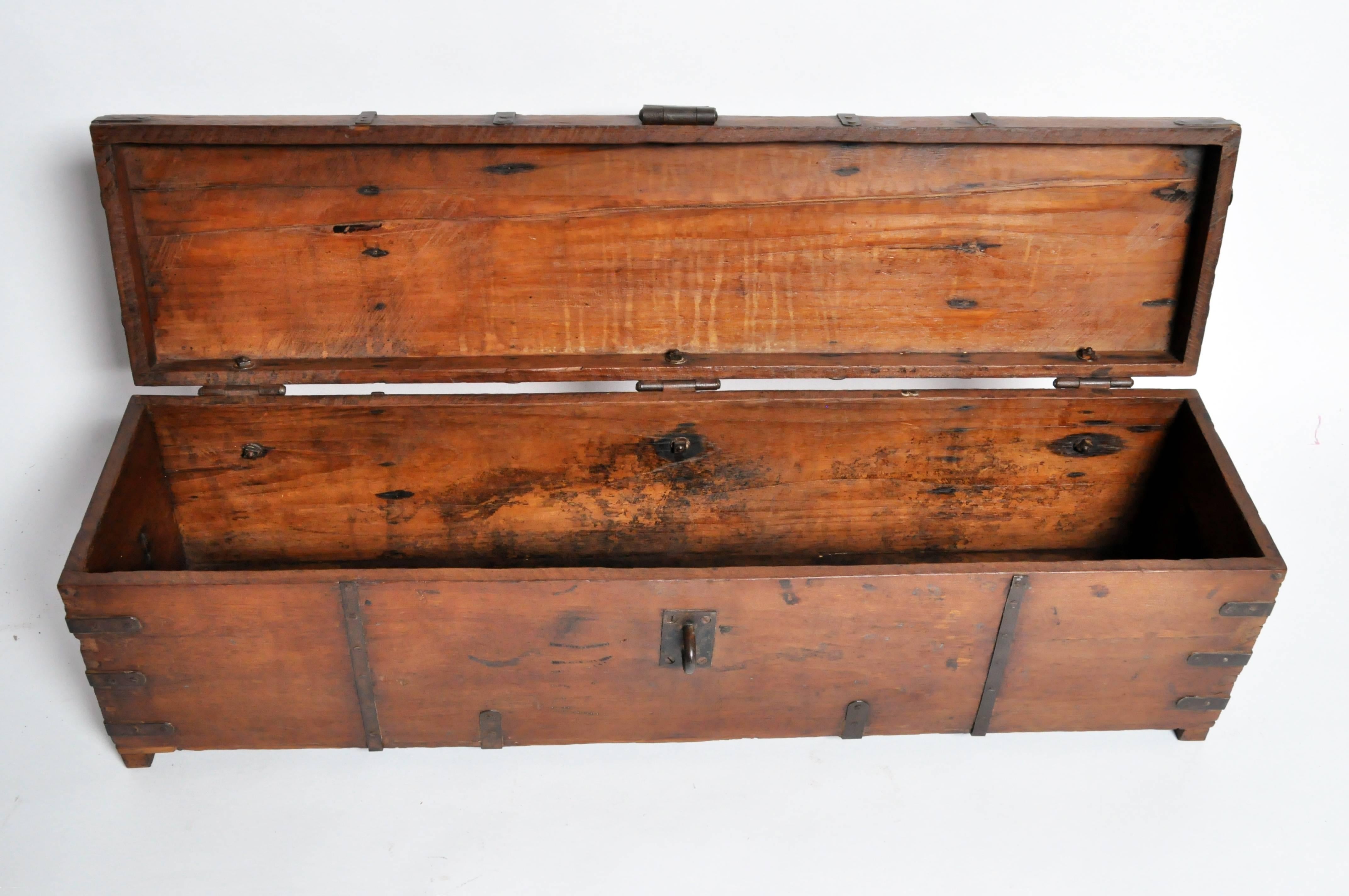 Indian Vintage Rifle Box with Metal Trim