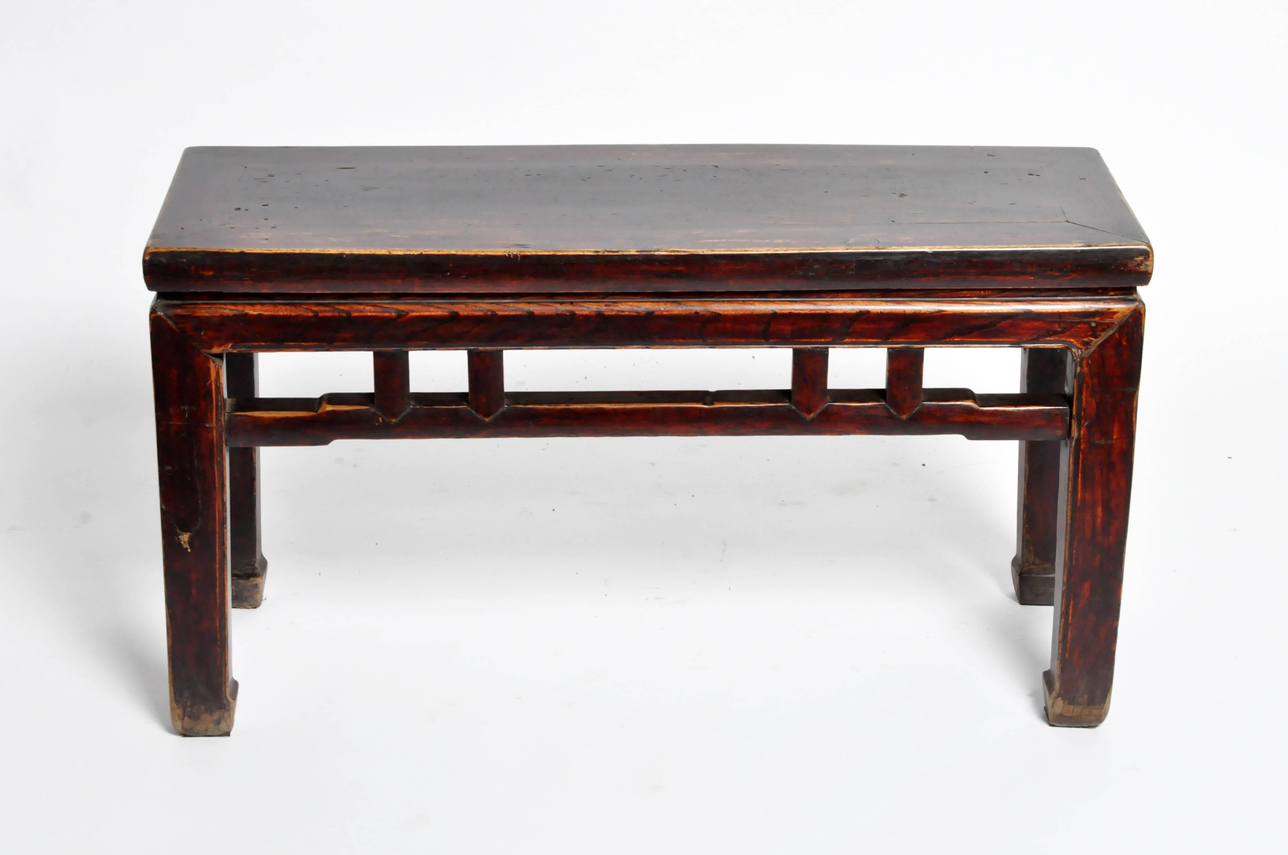 Qing Dynasty Rectangular Chinese Bench with Original Lacquer 1