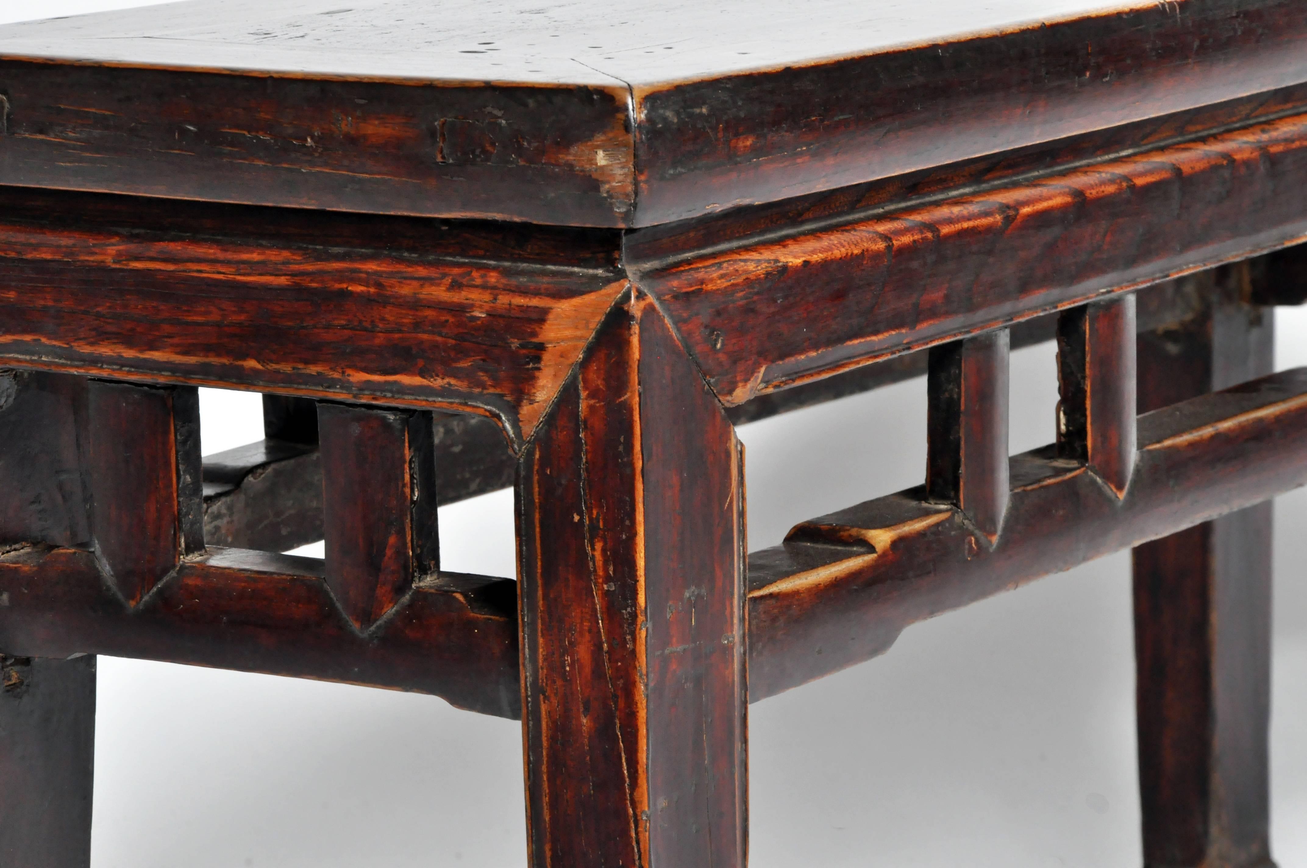 Qing Dynasty Rectangular Chinese Bench with Original Lacquer 3