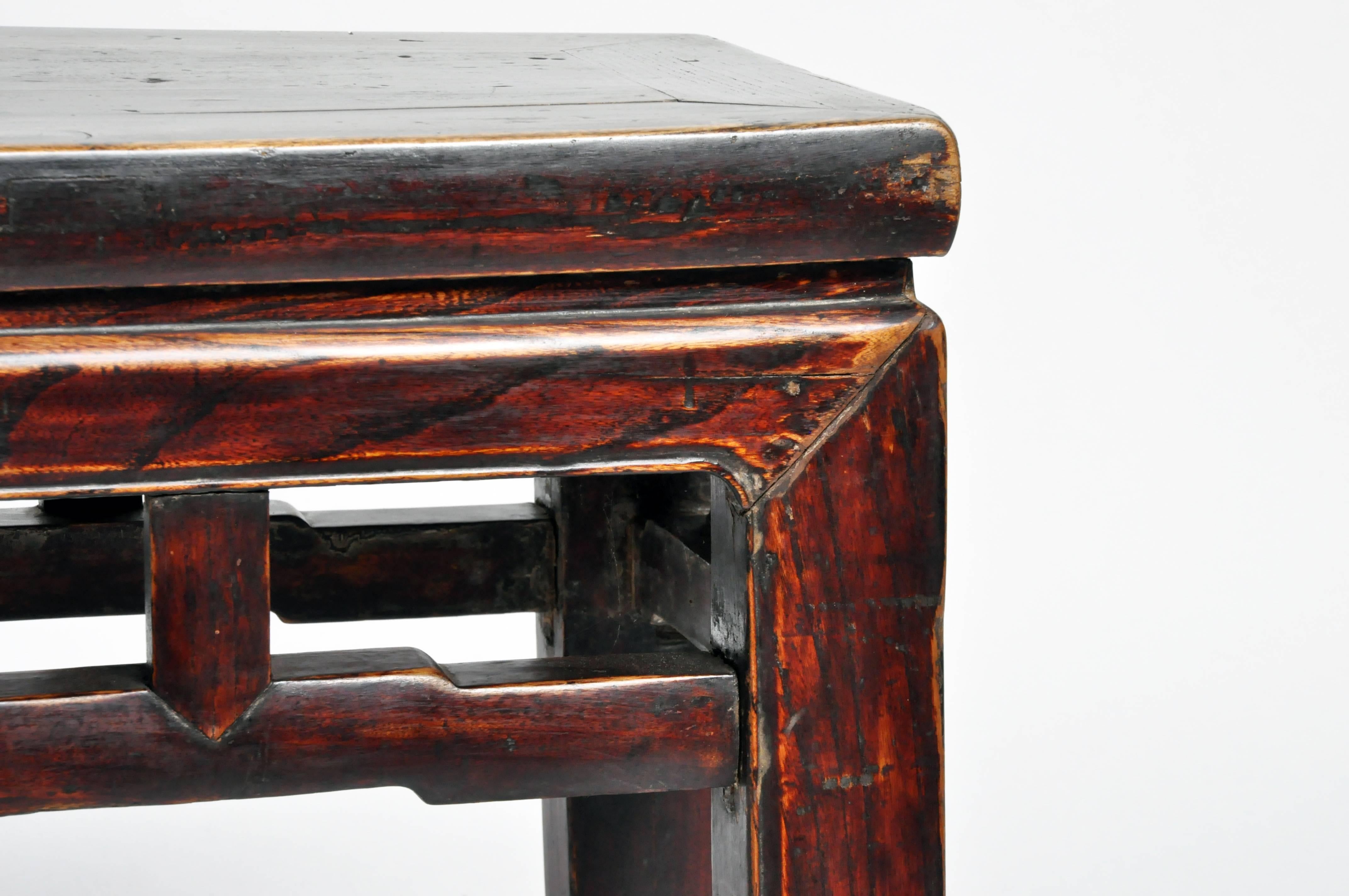 Qing Dynasty Rectangular Chinese Bench with Original Lacquer 4