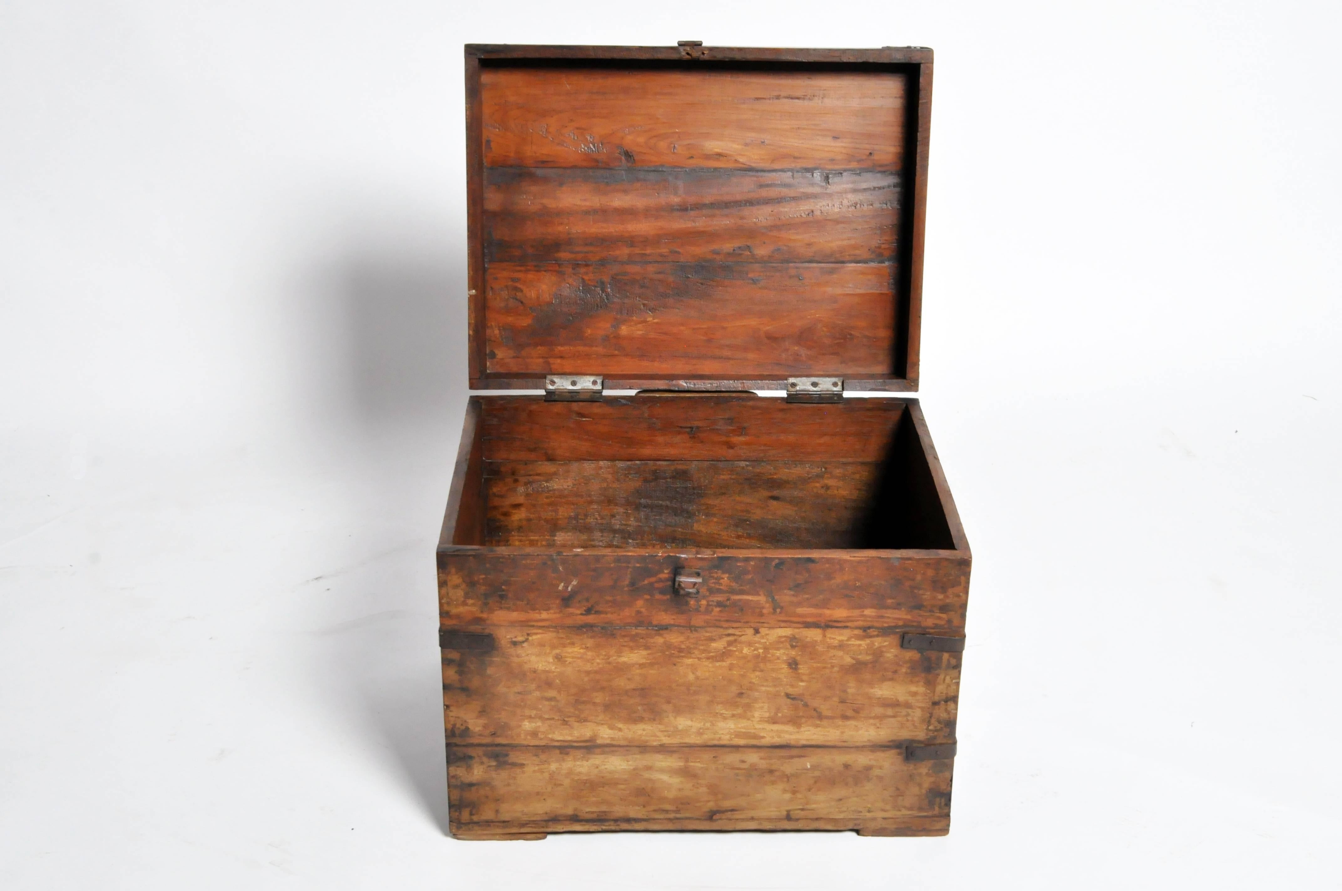 Wooden Storage Box with Metal Trim 1