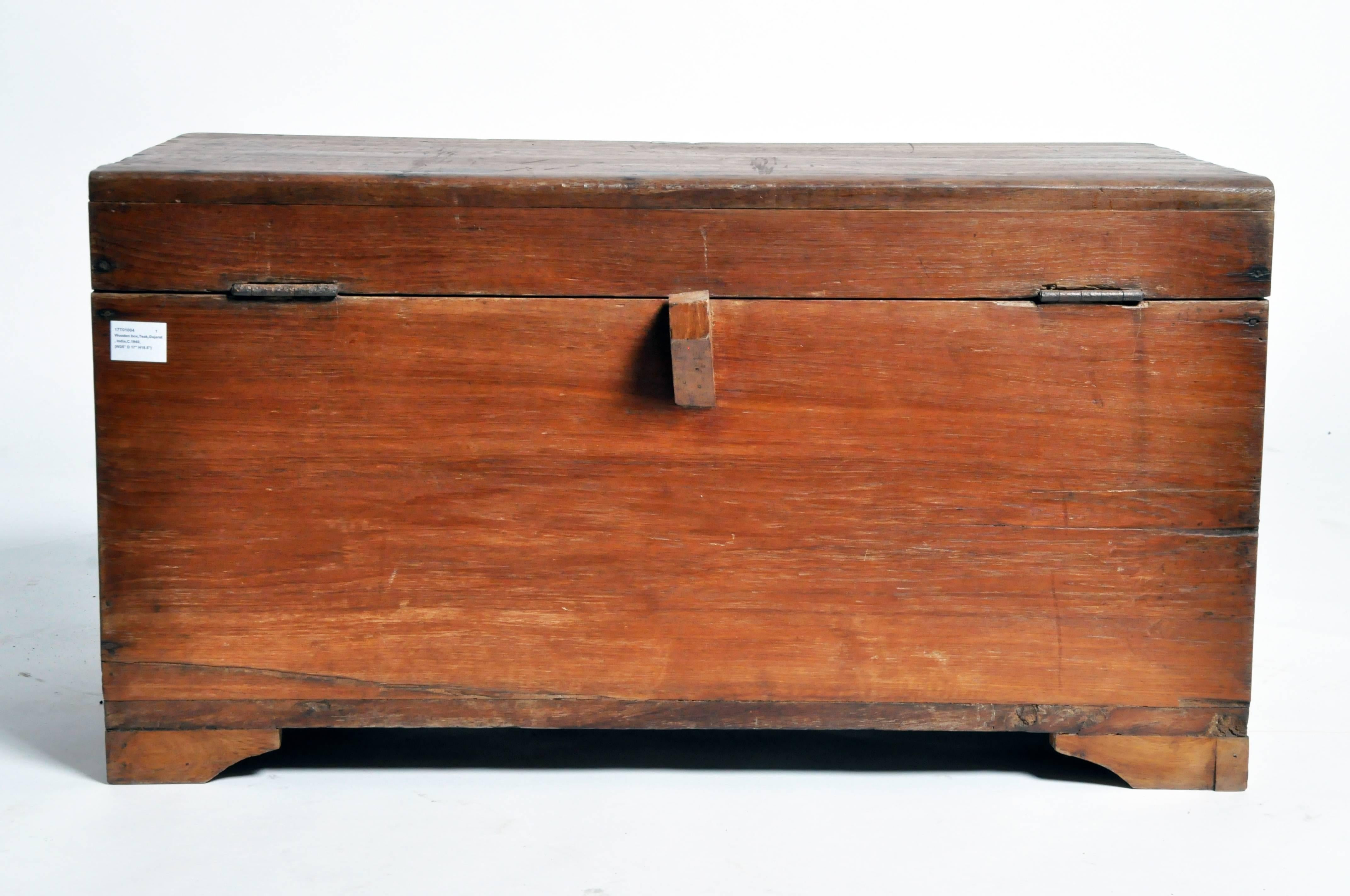 Indian Wooden Storage Box with Metal Trim
