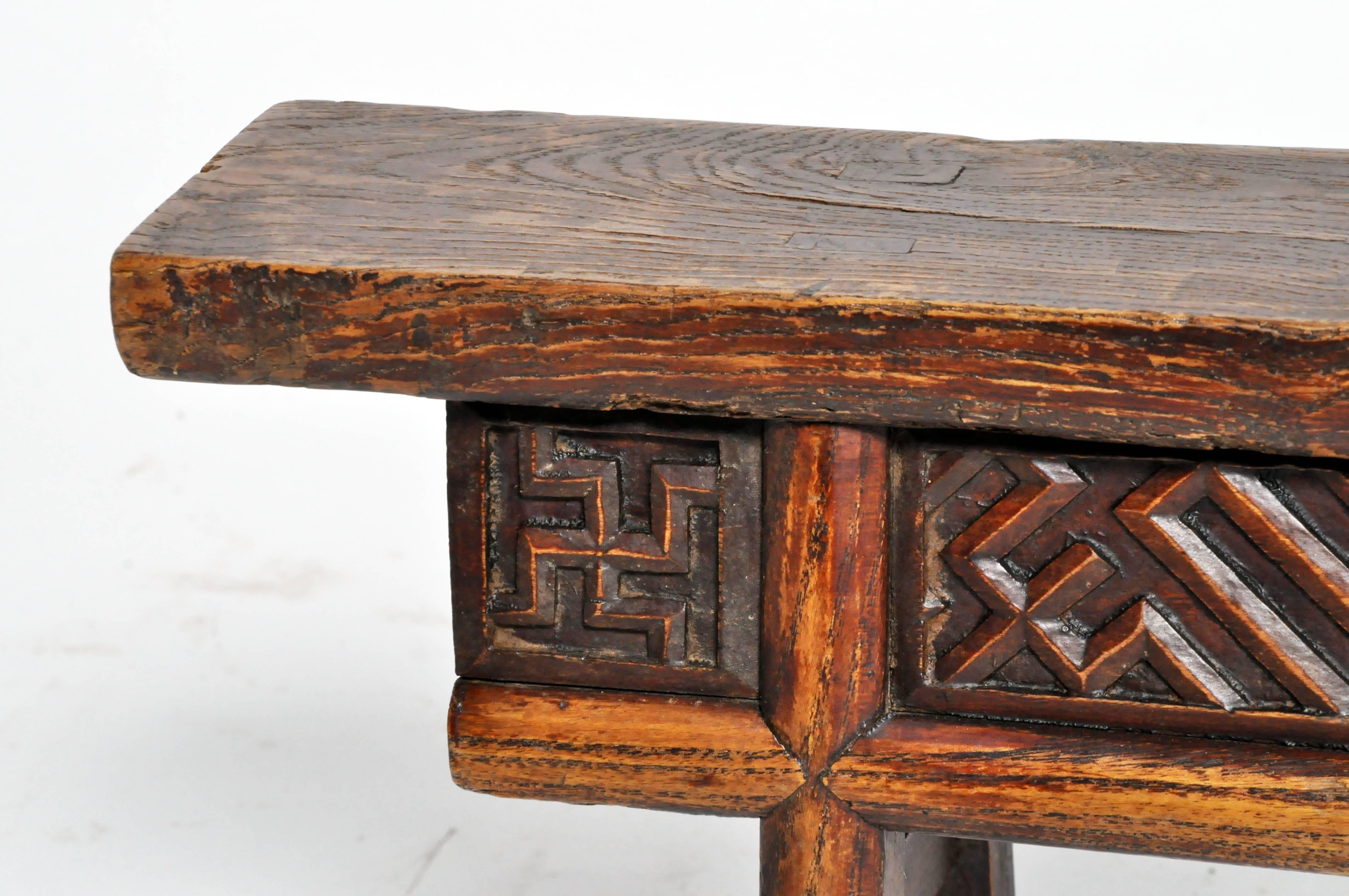 Qing Dynasty Cart Stool with Decorative Carving 1