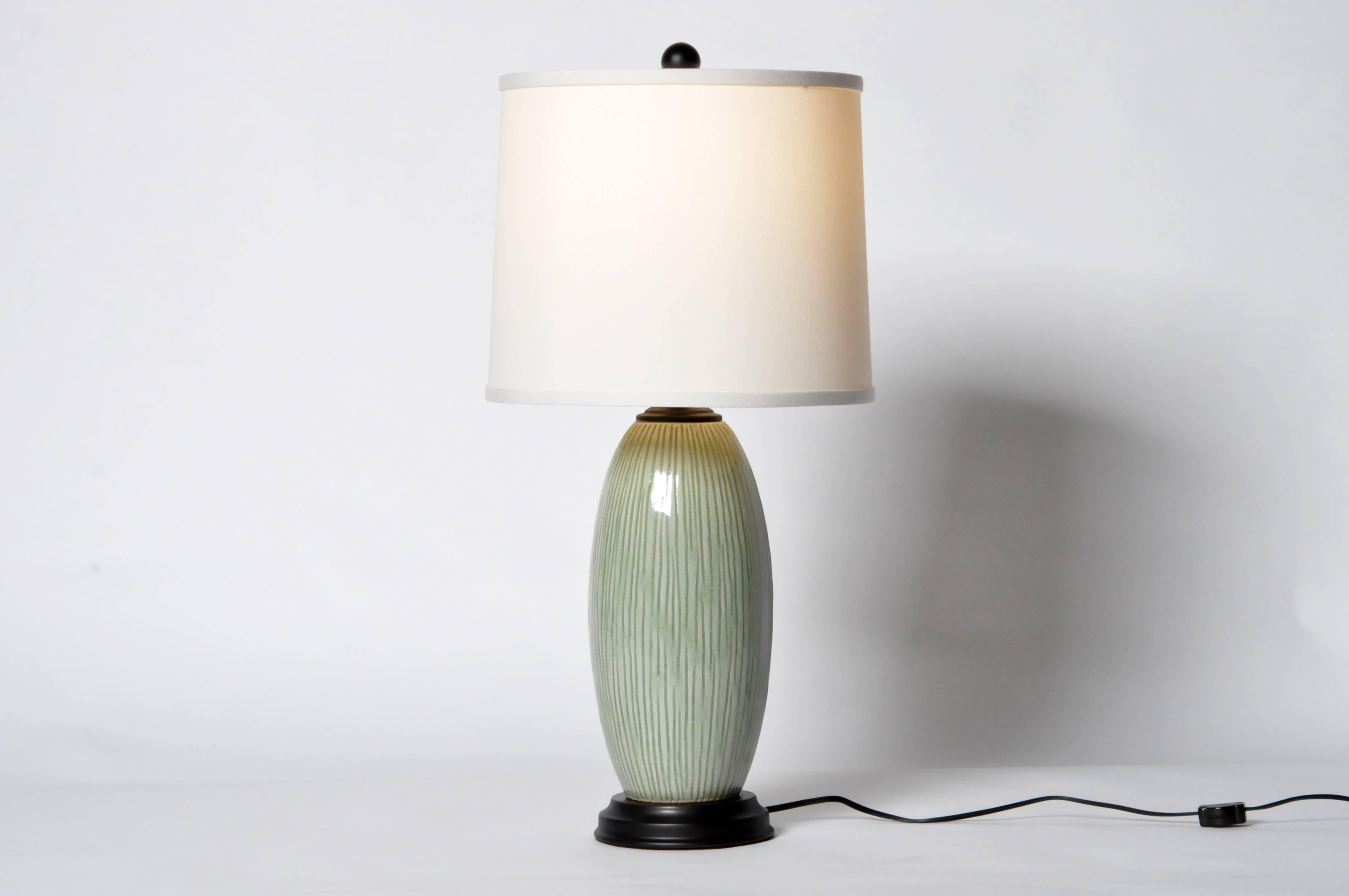 Pair of Green Celadon Lamps In Good Condition In Chicago, IL