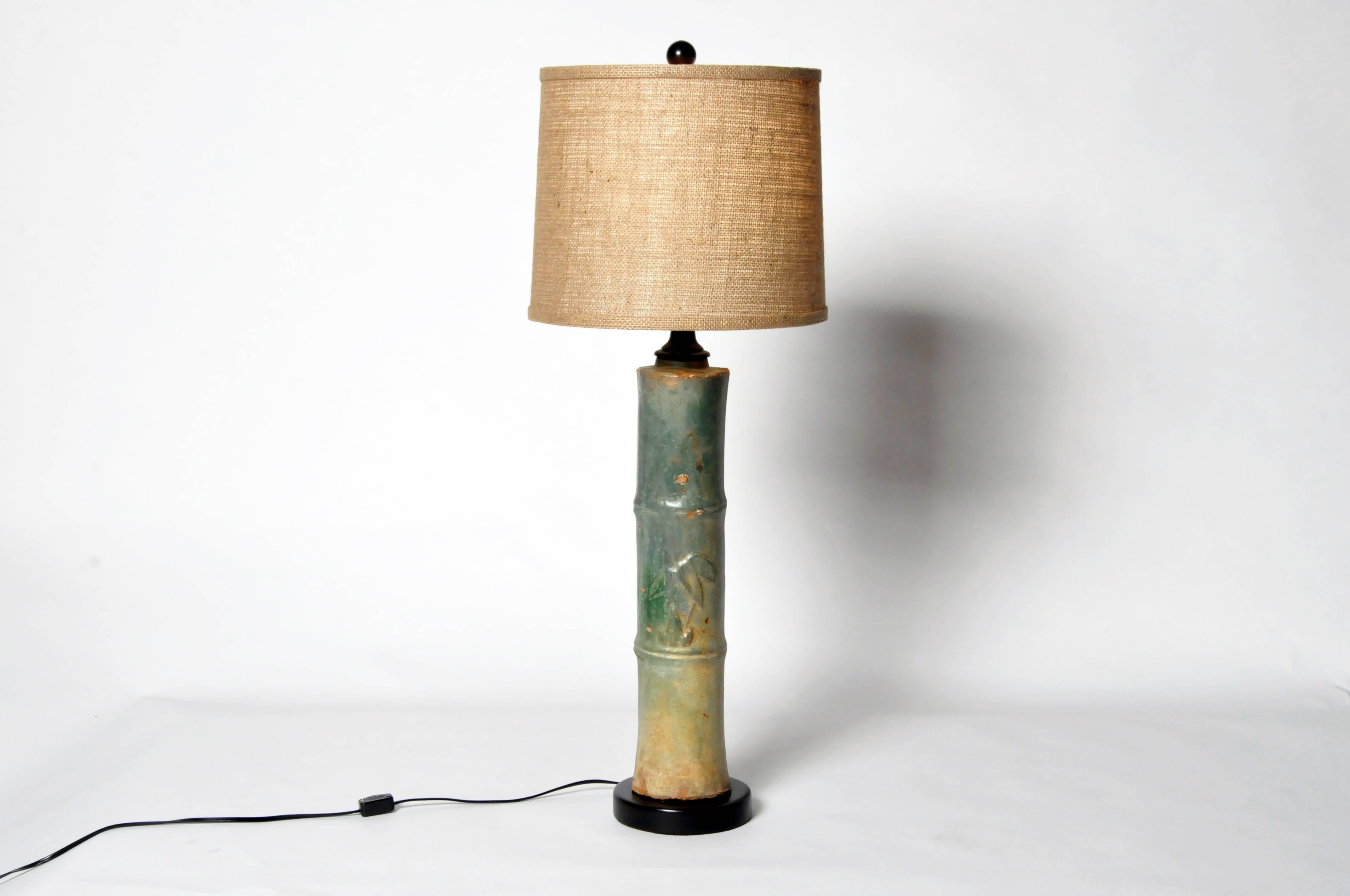 Ceramic Bamboo Trunk Lamps In Good Condition In Chicago, IL