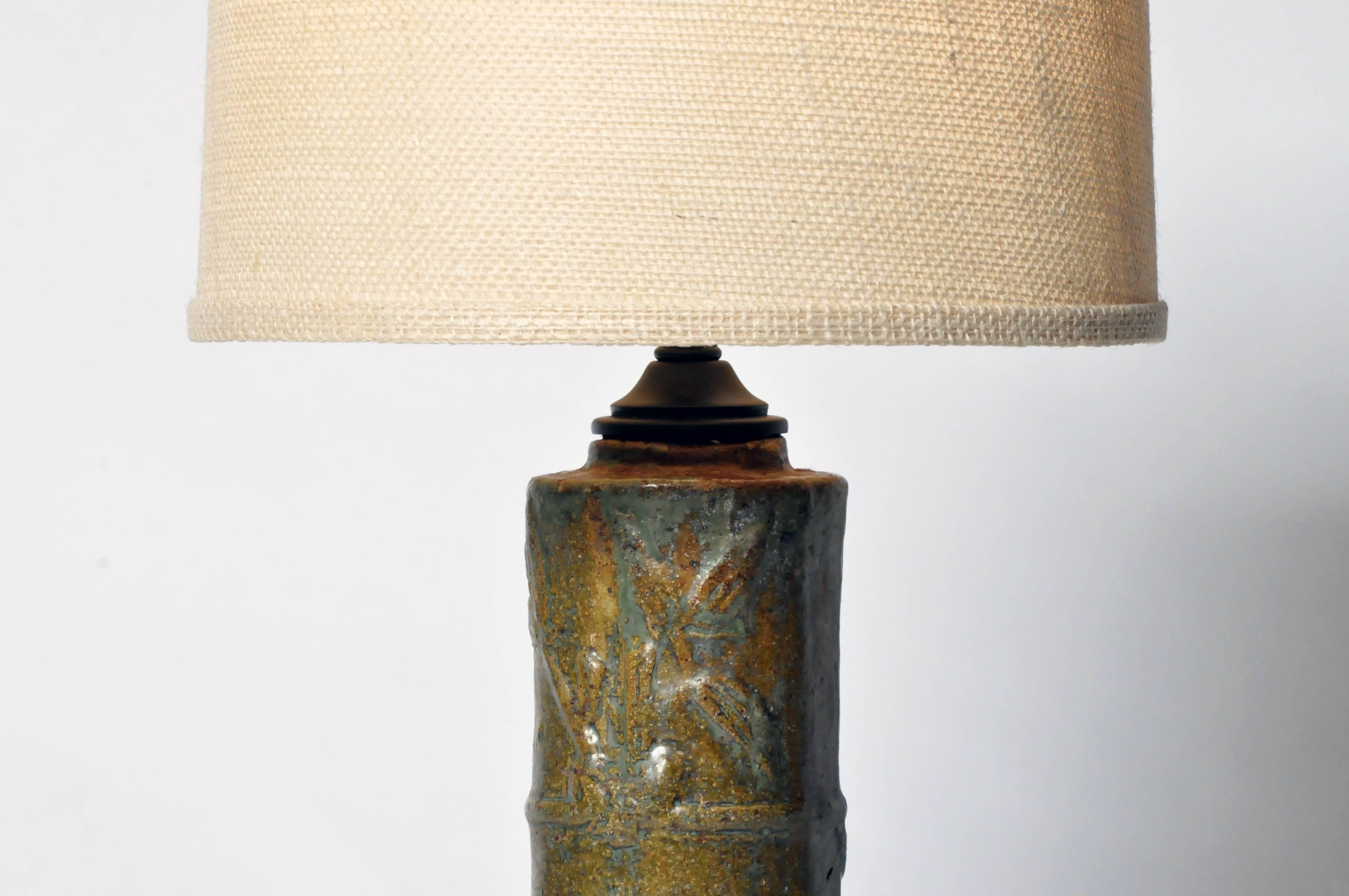 Ceramic Bamboo Trunk Lamp In Good Condition In Chicago, IL