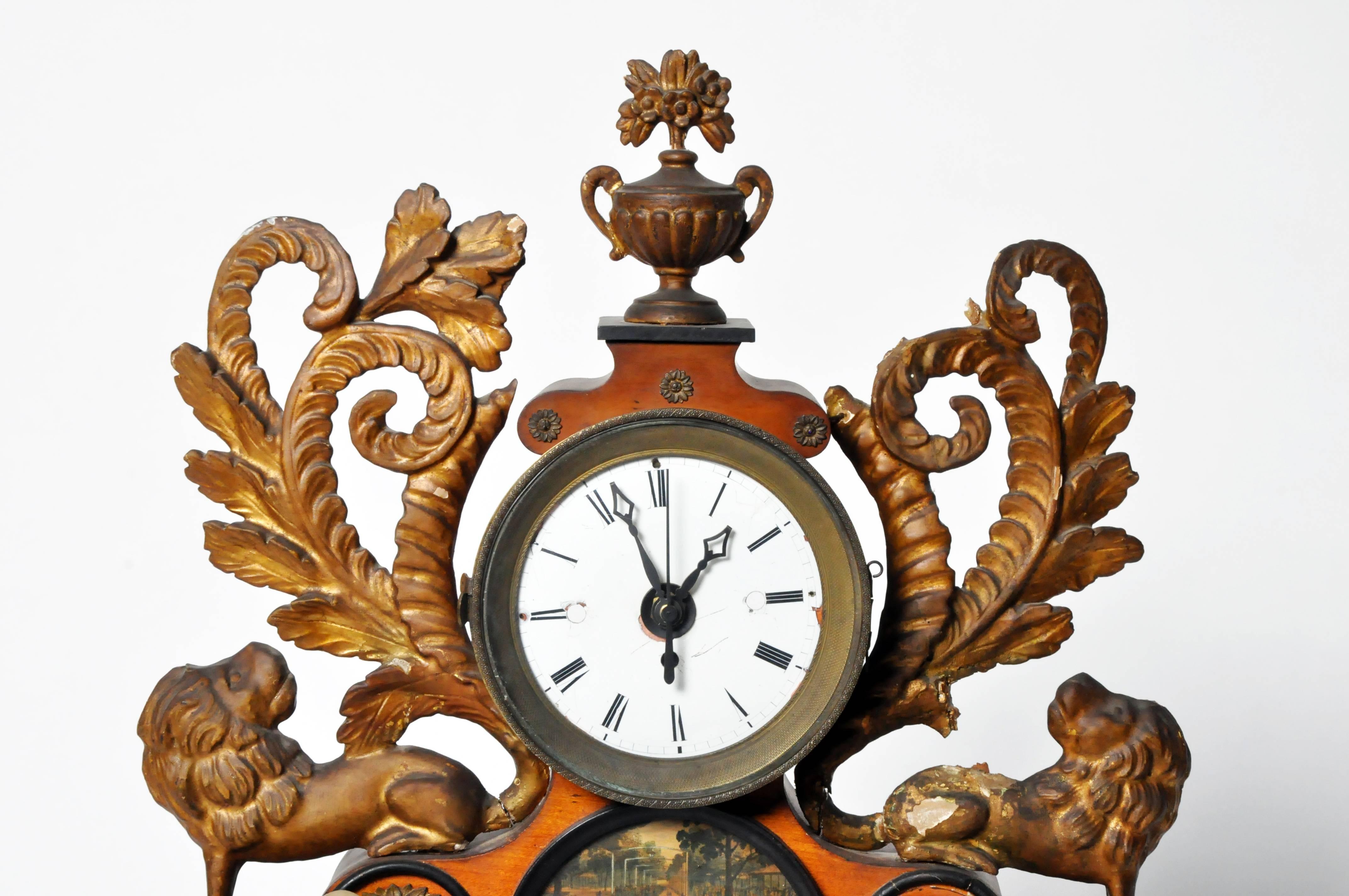 Glass Austrian Alabaster Mantel Clock