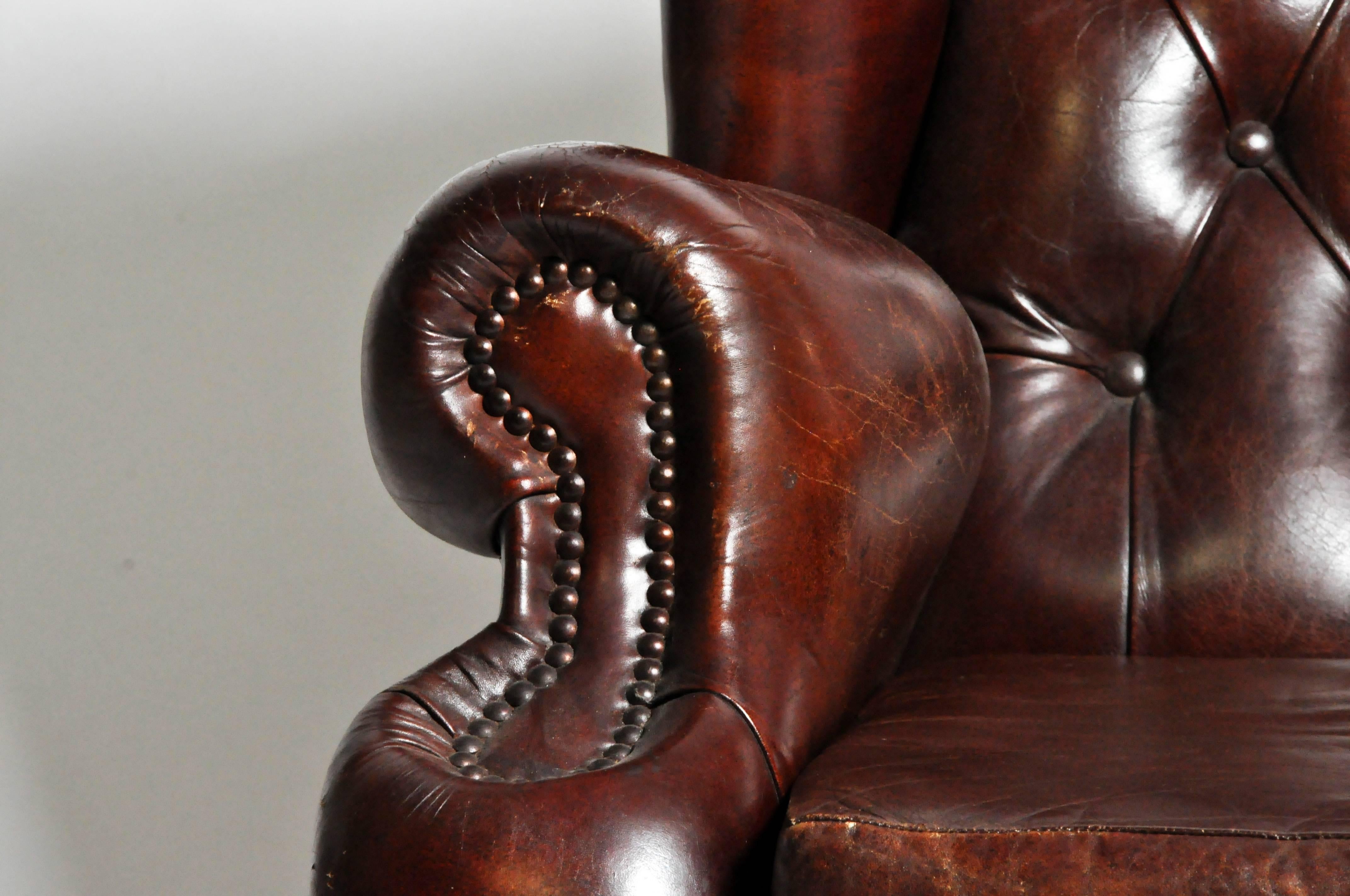 20th Century Tufted Wing Back Club Chair