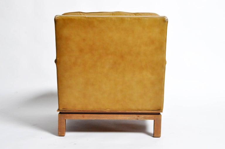 MidCentury Modern Green Leather Chair by Edward Wormley at 1stDibs