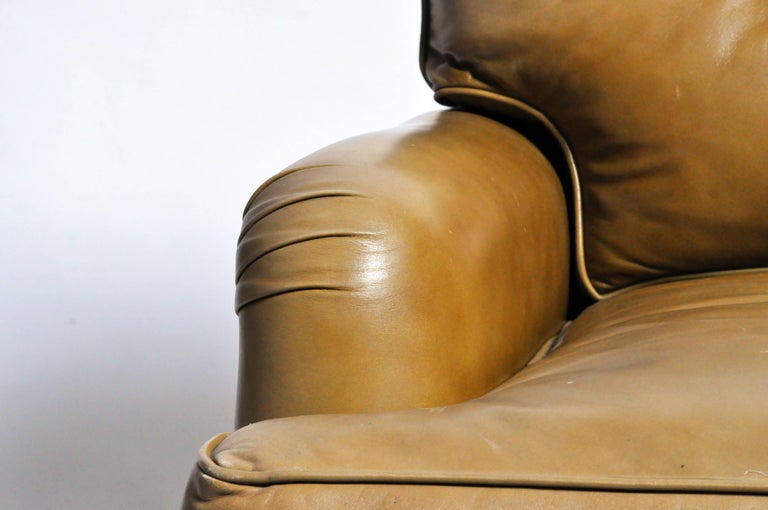 MidCentury Modern Green Leather Chair by Edward Wormley at 1stDibs