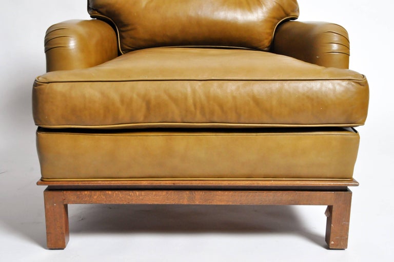 MidCentury Modern Green Leather Chair by Edward Wormley at 1stDibs