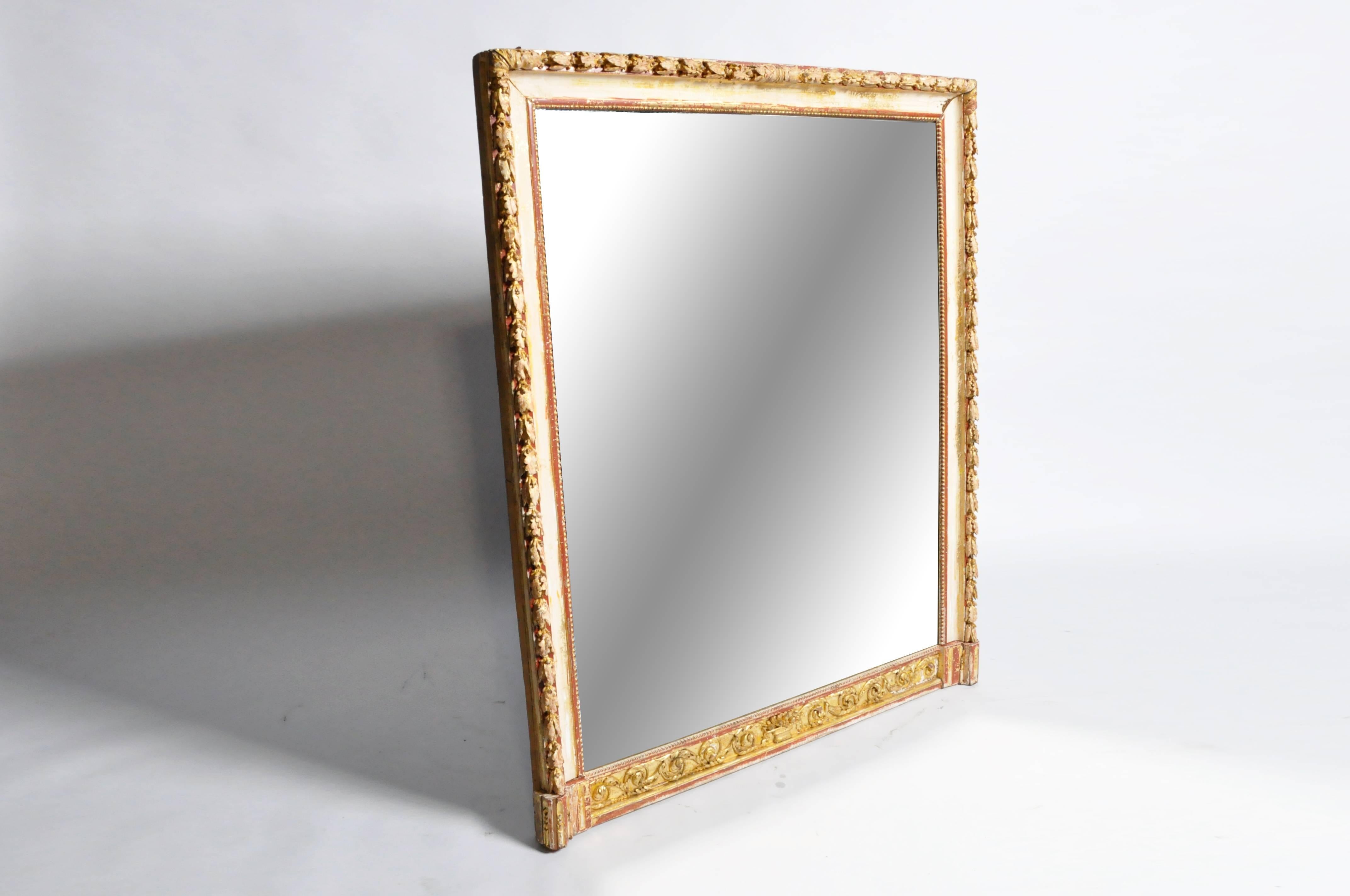 19th Century Italian Mirror with Carved Scroll-Work  In Good Condition In Chicago, IL