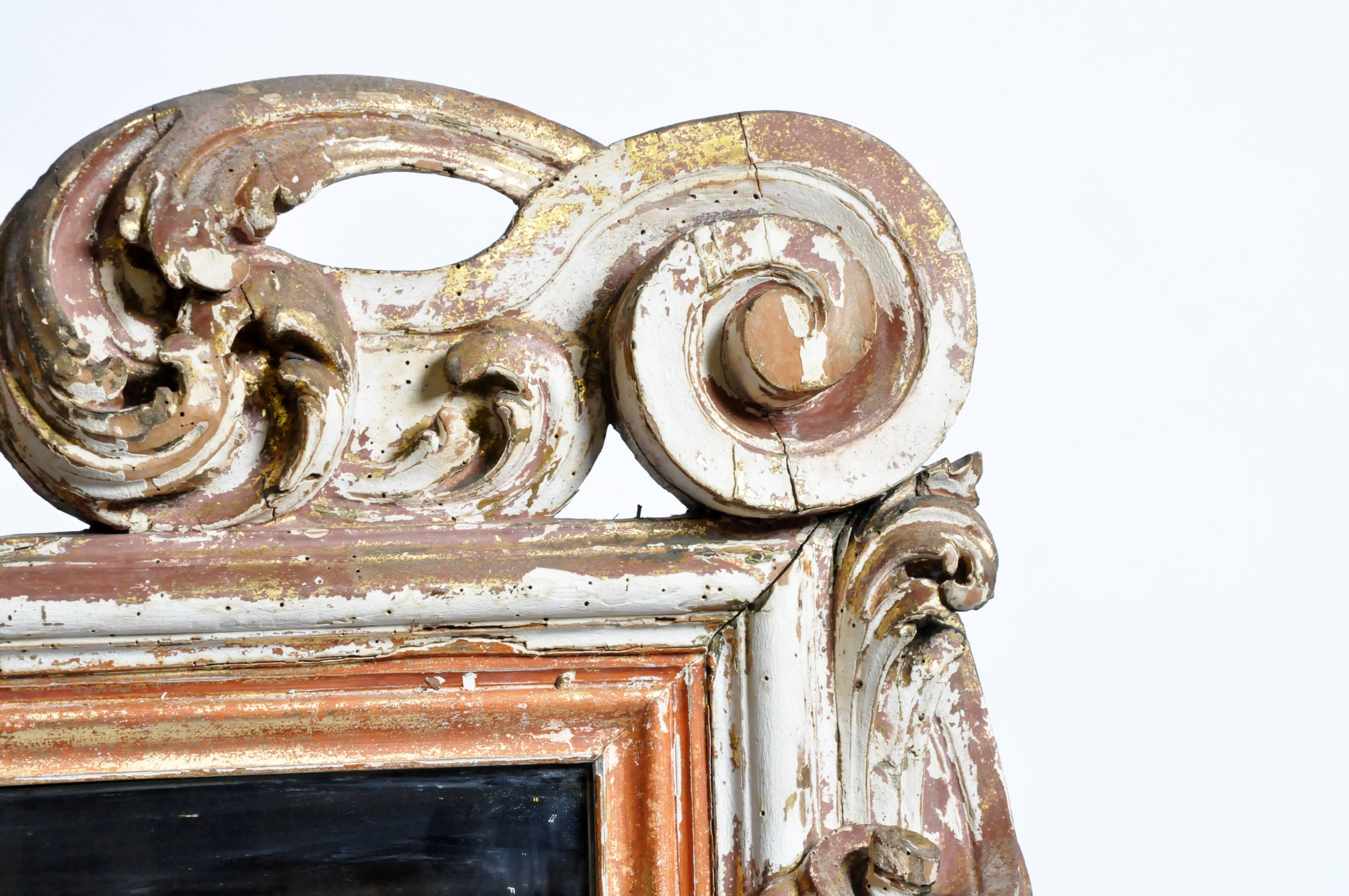 19th Century Italian Mirror with Carved Scroll-Work 2