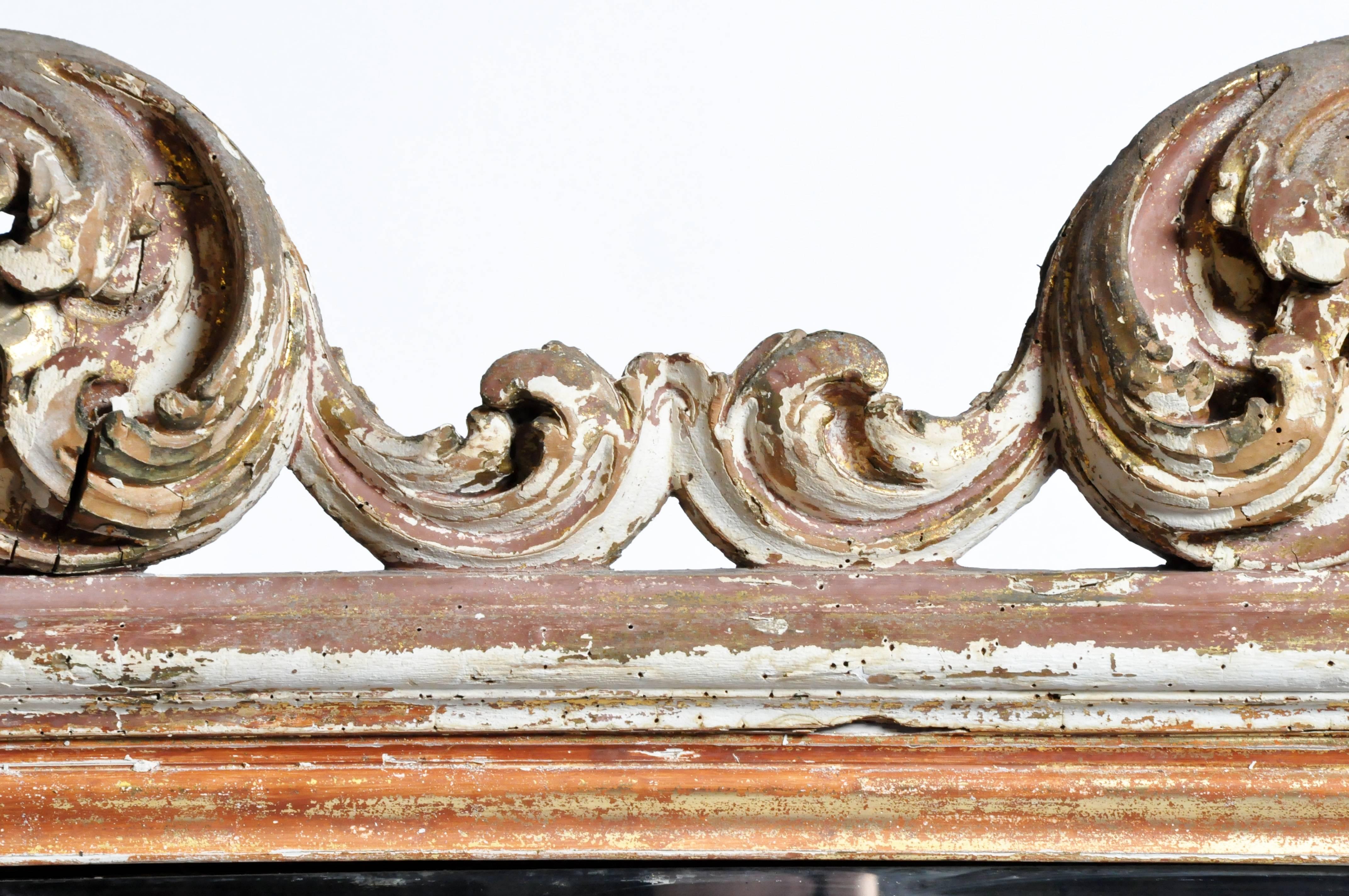 19th Century Italian Mirror with Carved Scroll-Work 1