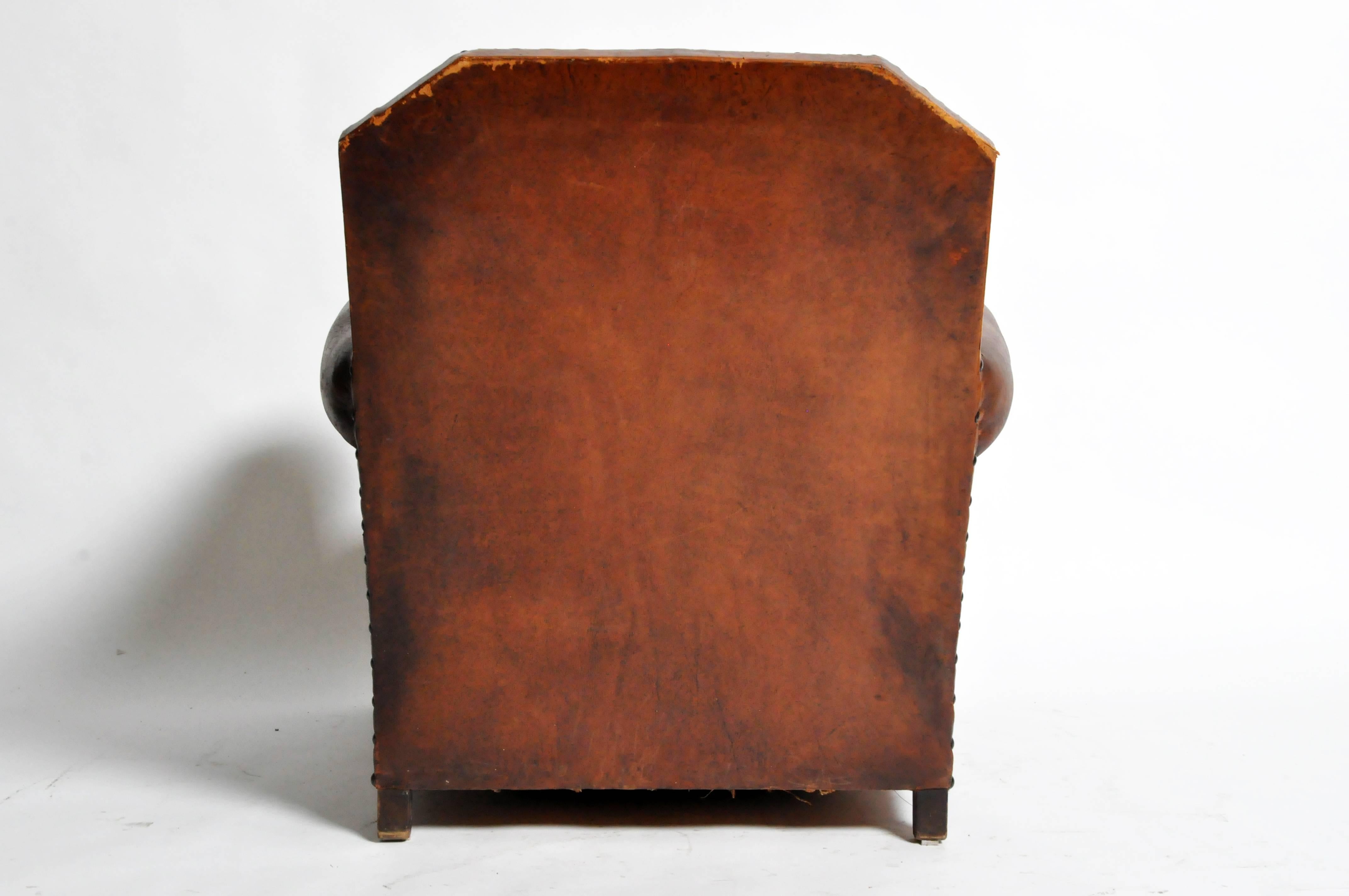 Mid-20th Century French Art Deco Leather Club Chair