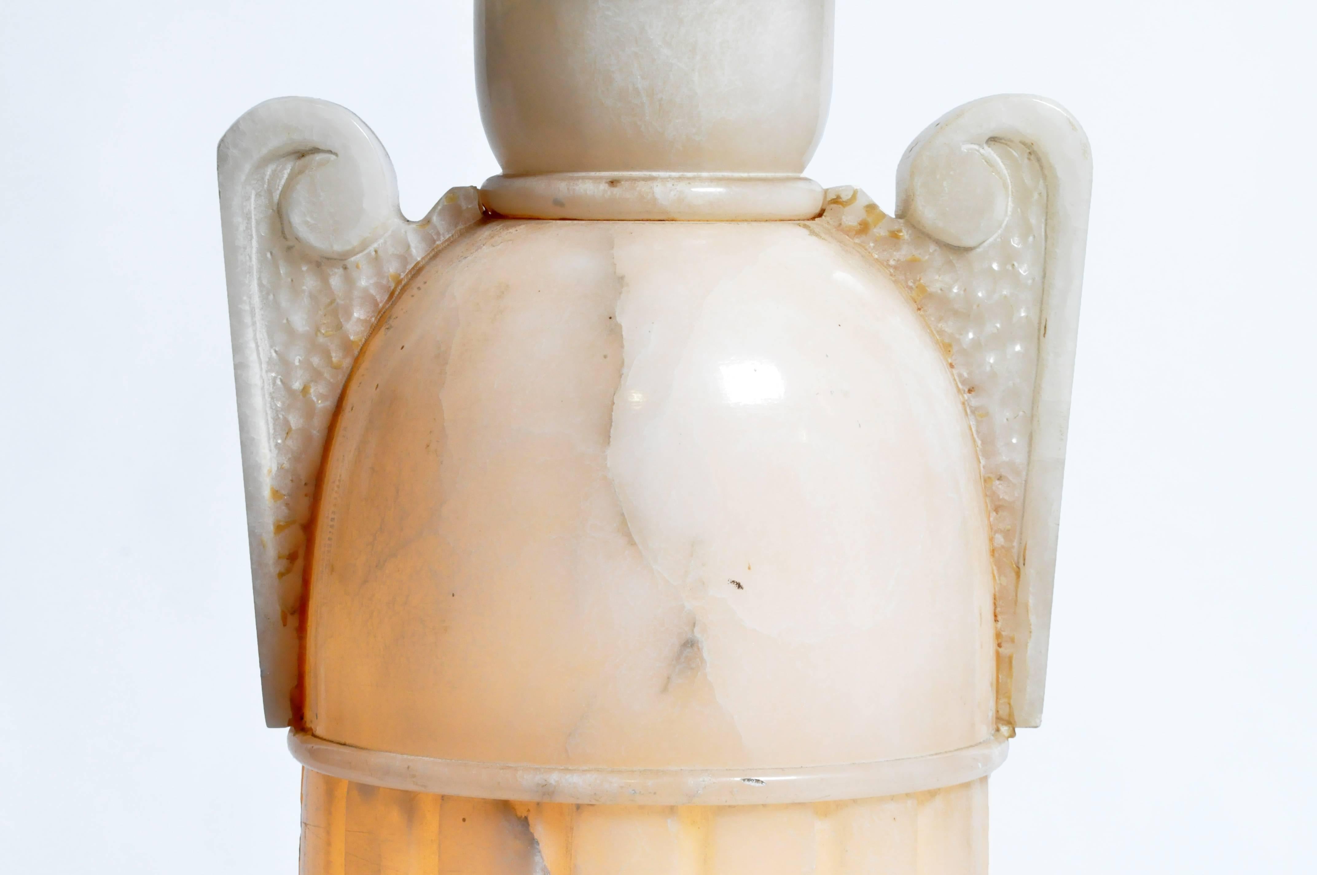 Art Deco Vintage French Alabaster Jar Lamp 