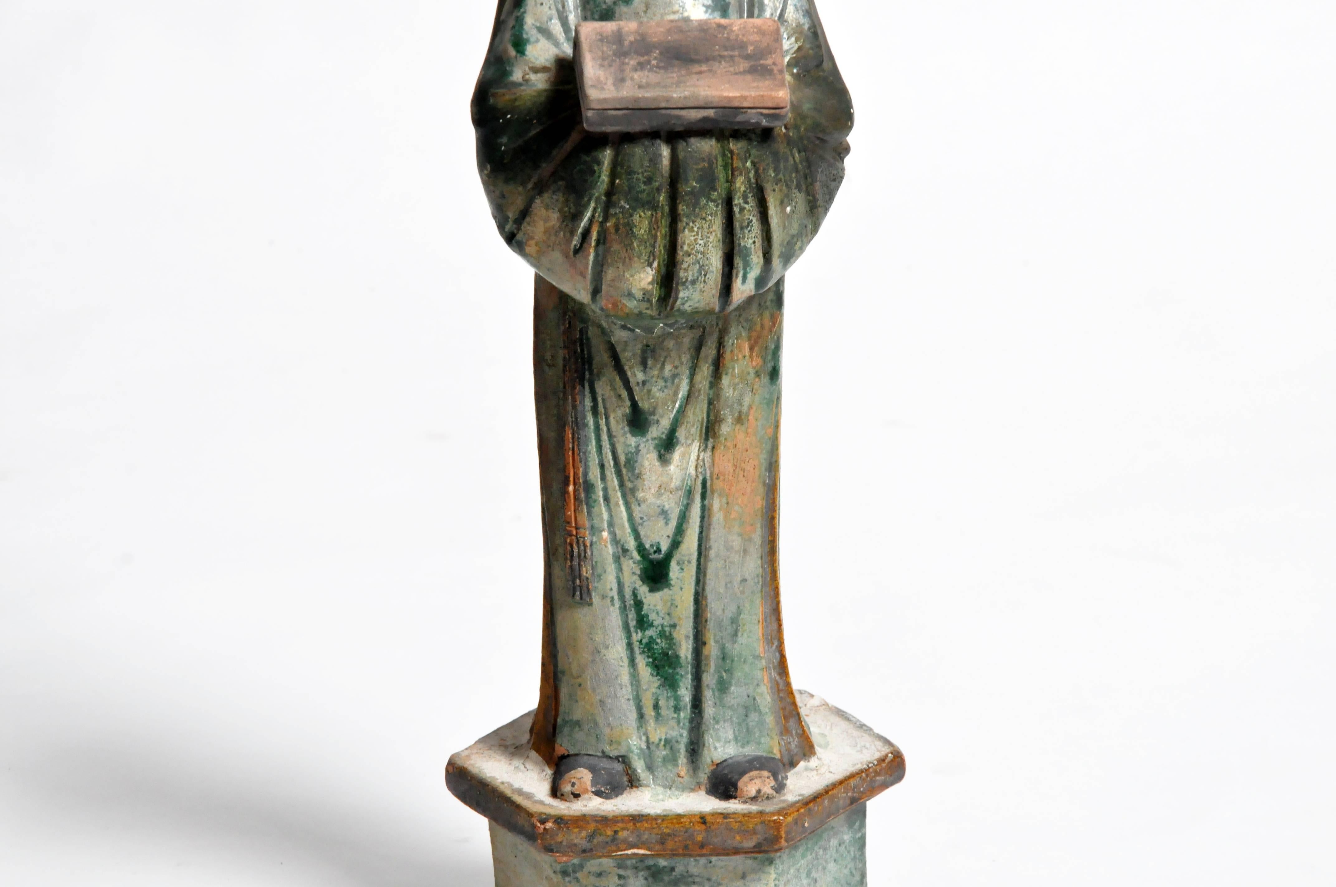Ming Dynasty Green Glazed Figure of an Attendant 1