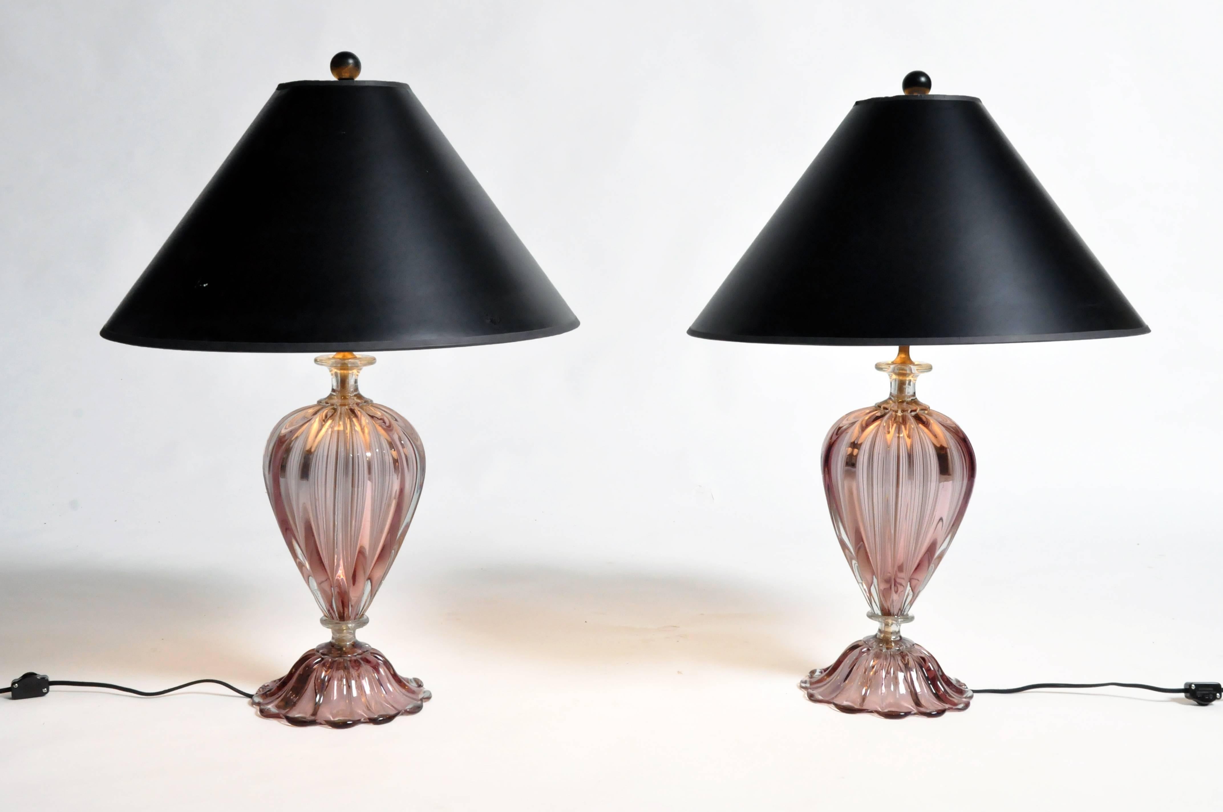 Pair of Murano Glass Lamps by Barovier & Toso 4