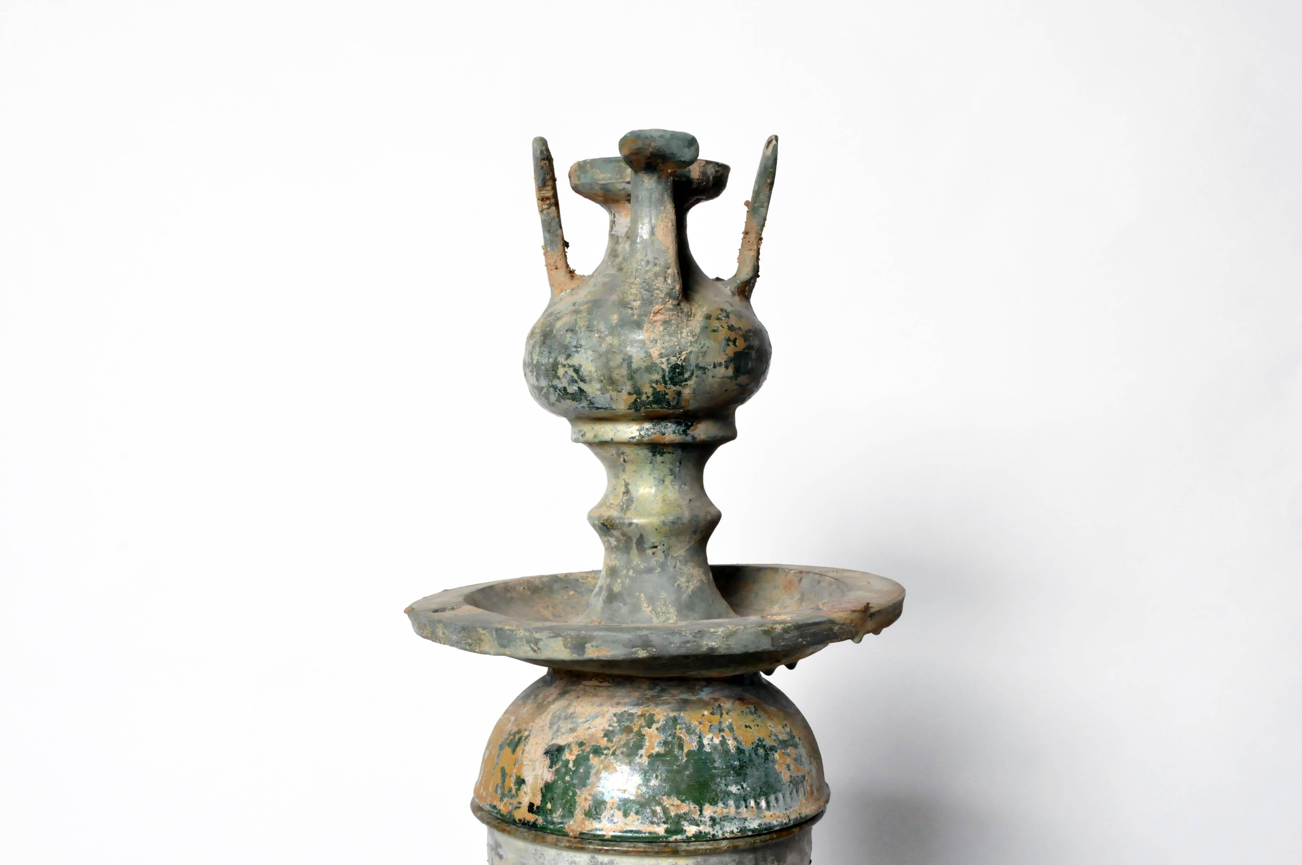 Han Dynasty Pottery Replica of an Oil Lamp In Good Condition In Chicago, IL