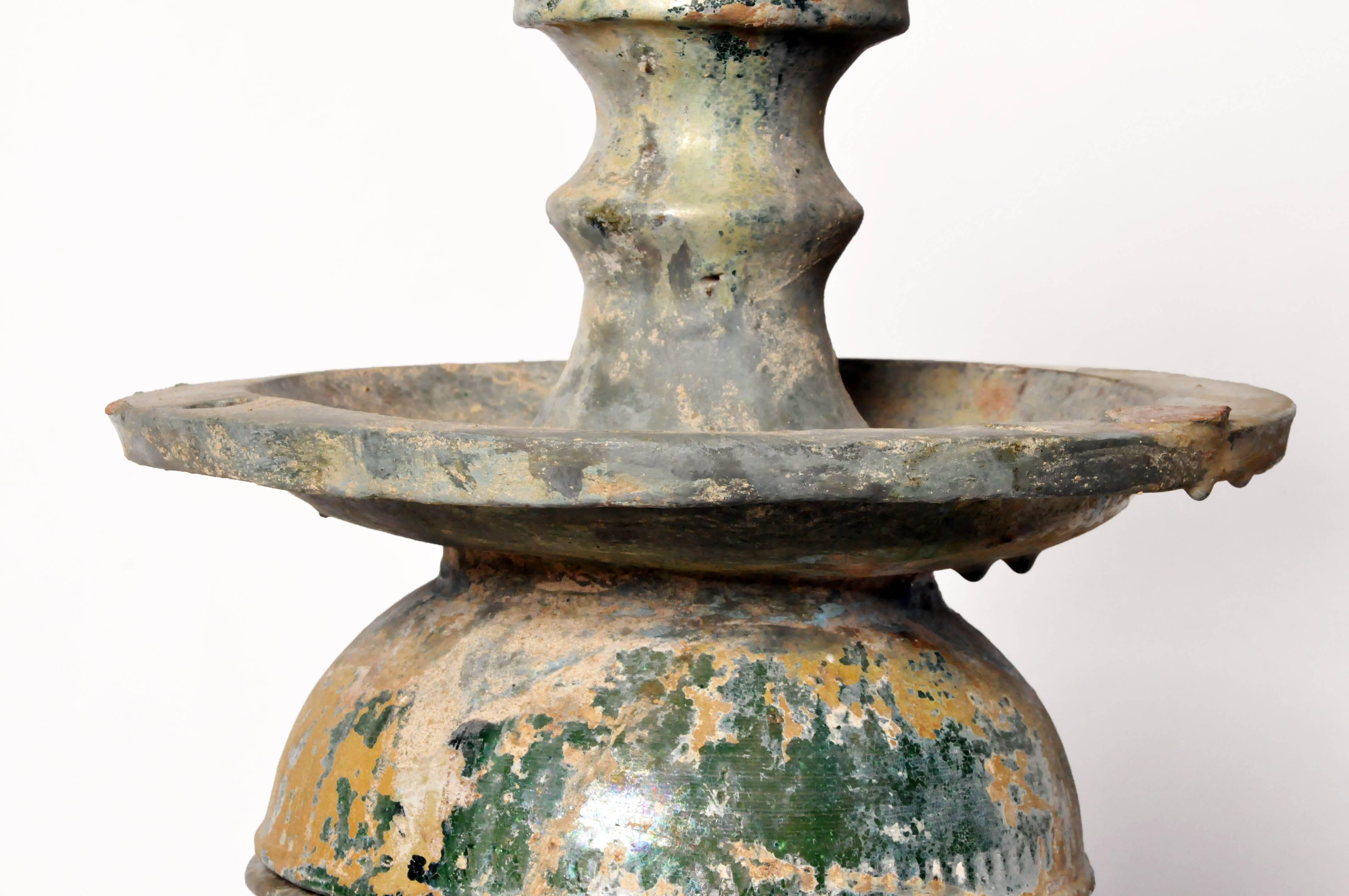 Earthenware Han Dynasty Pottery Replica of an Oil Lamp