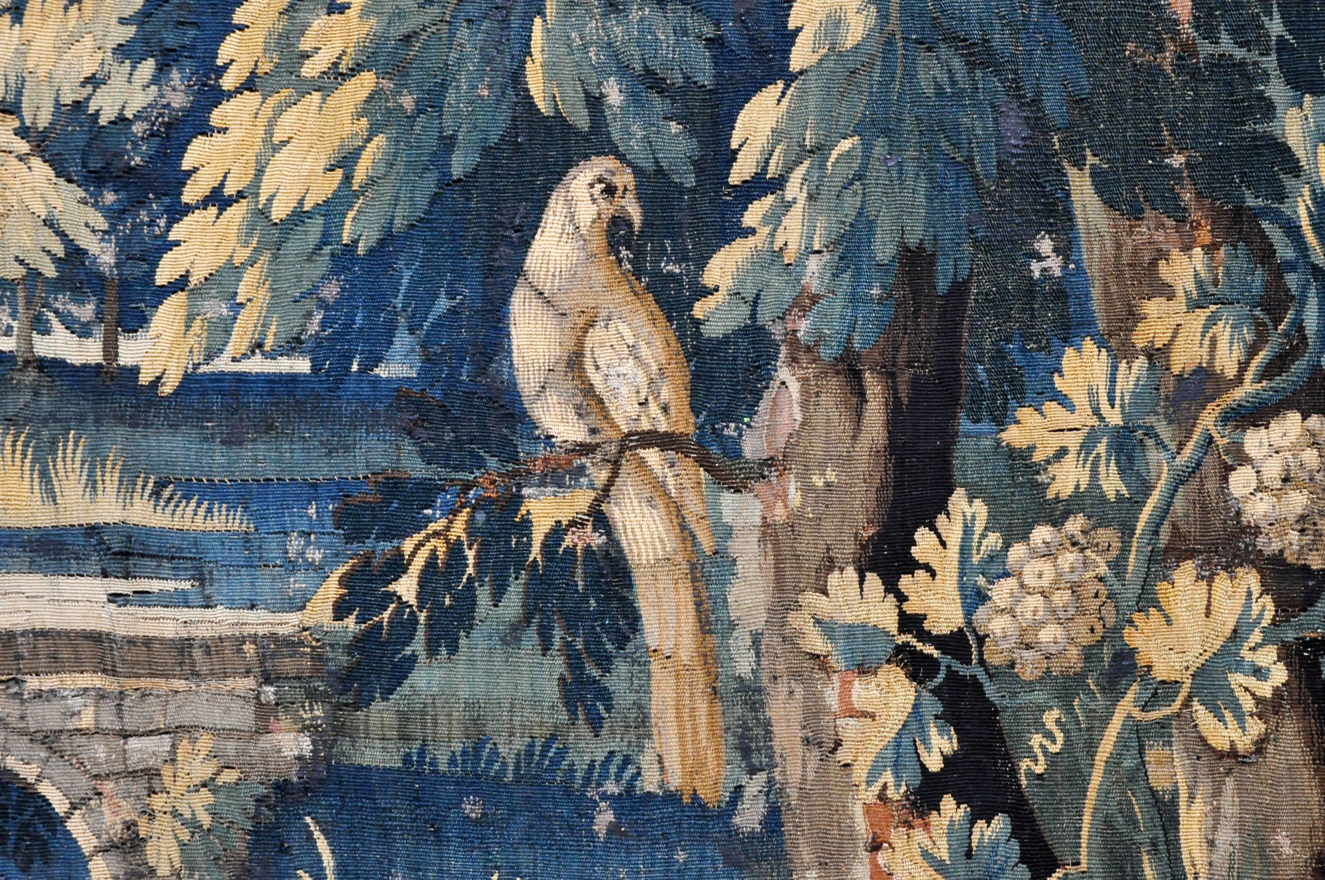Fabric 18th Century Flemish Verdure Tapestry