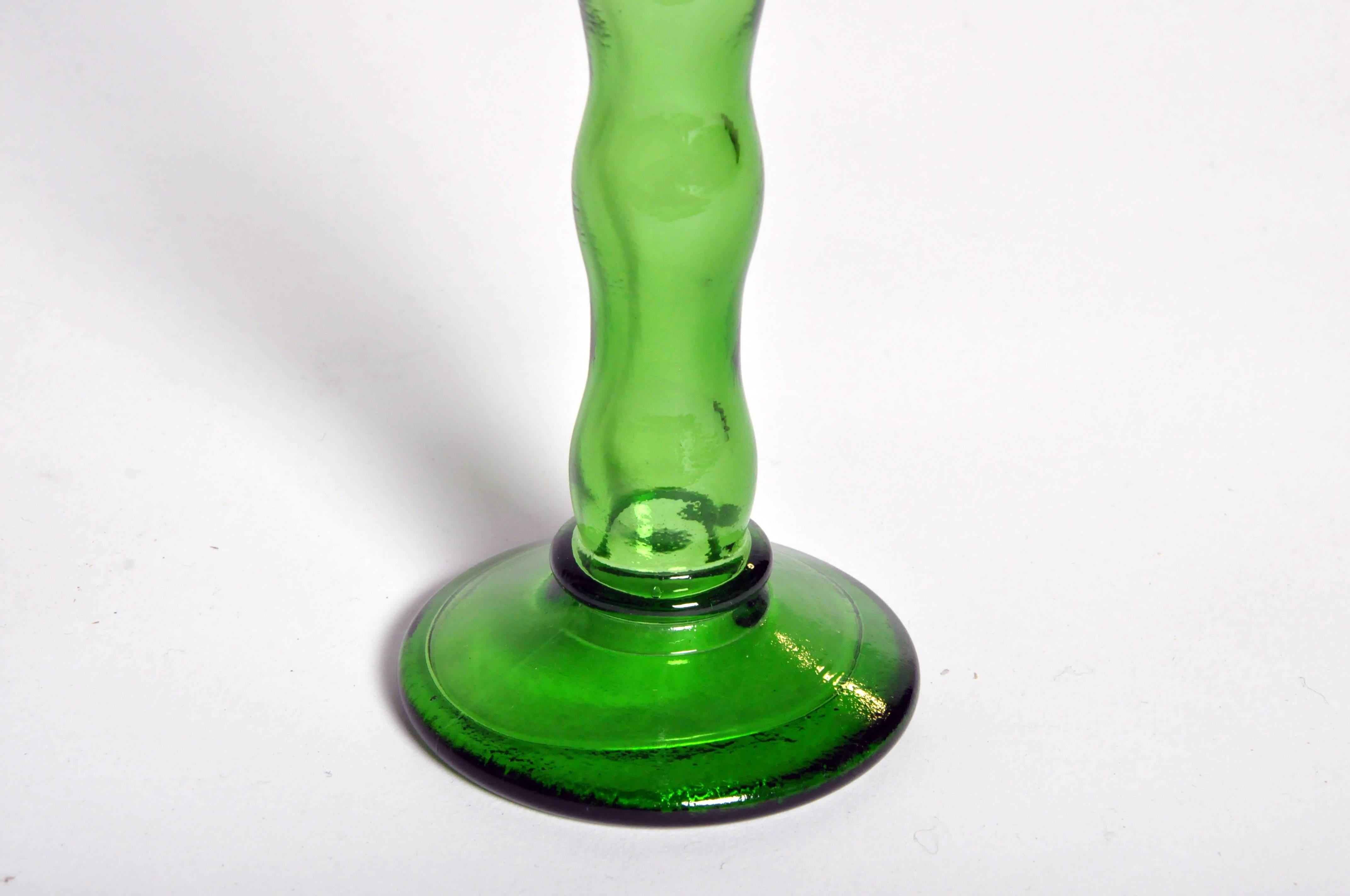 Green Empoli Glass Bud Vases In Excellent Condition In Chicago, IL