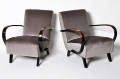 Pair of Jindrich Halabala C-Shape Lounge Chairs