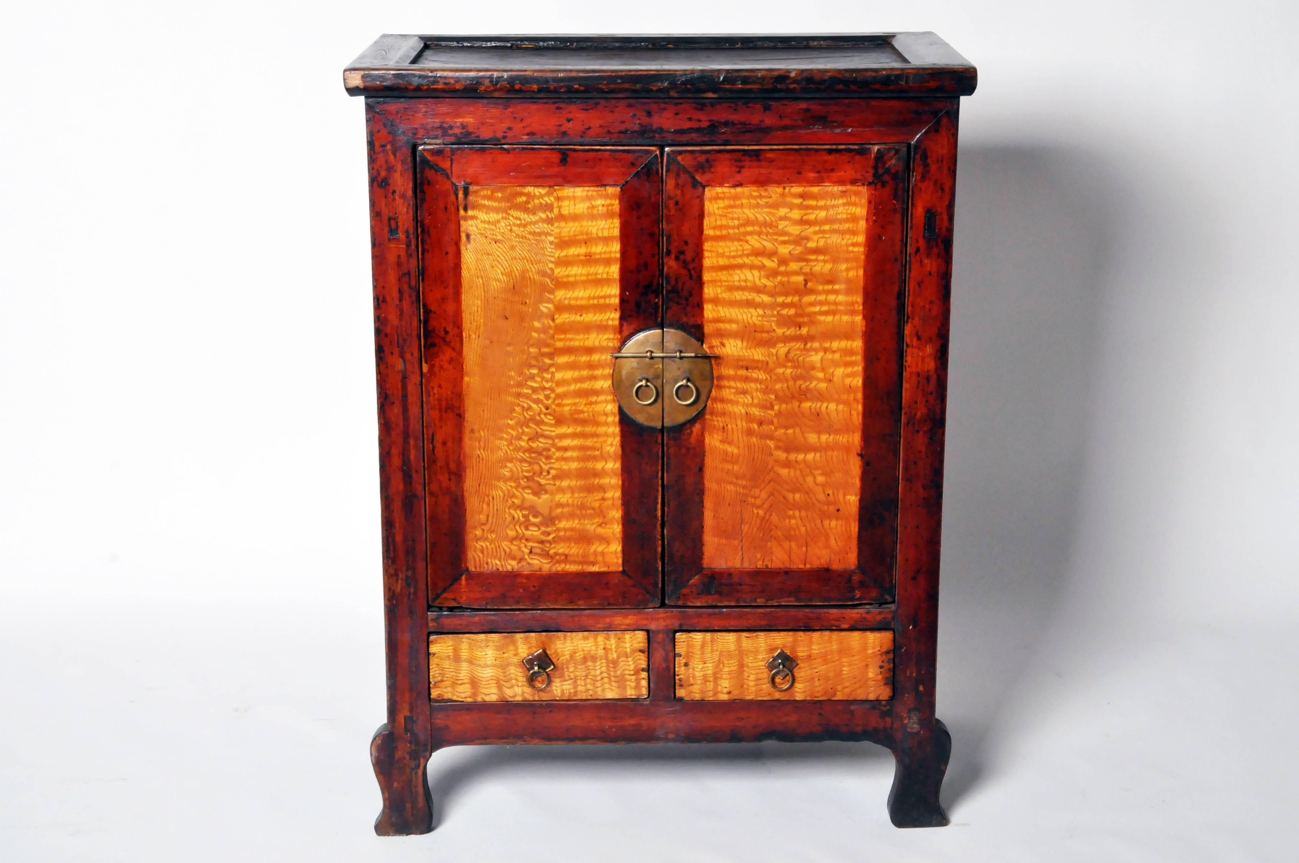 Chinese Red Lacquer Cabinet In Good Condition In Chicago, IL