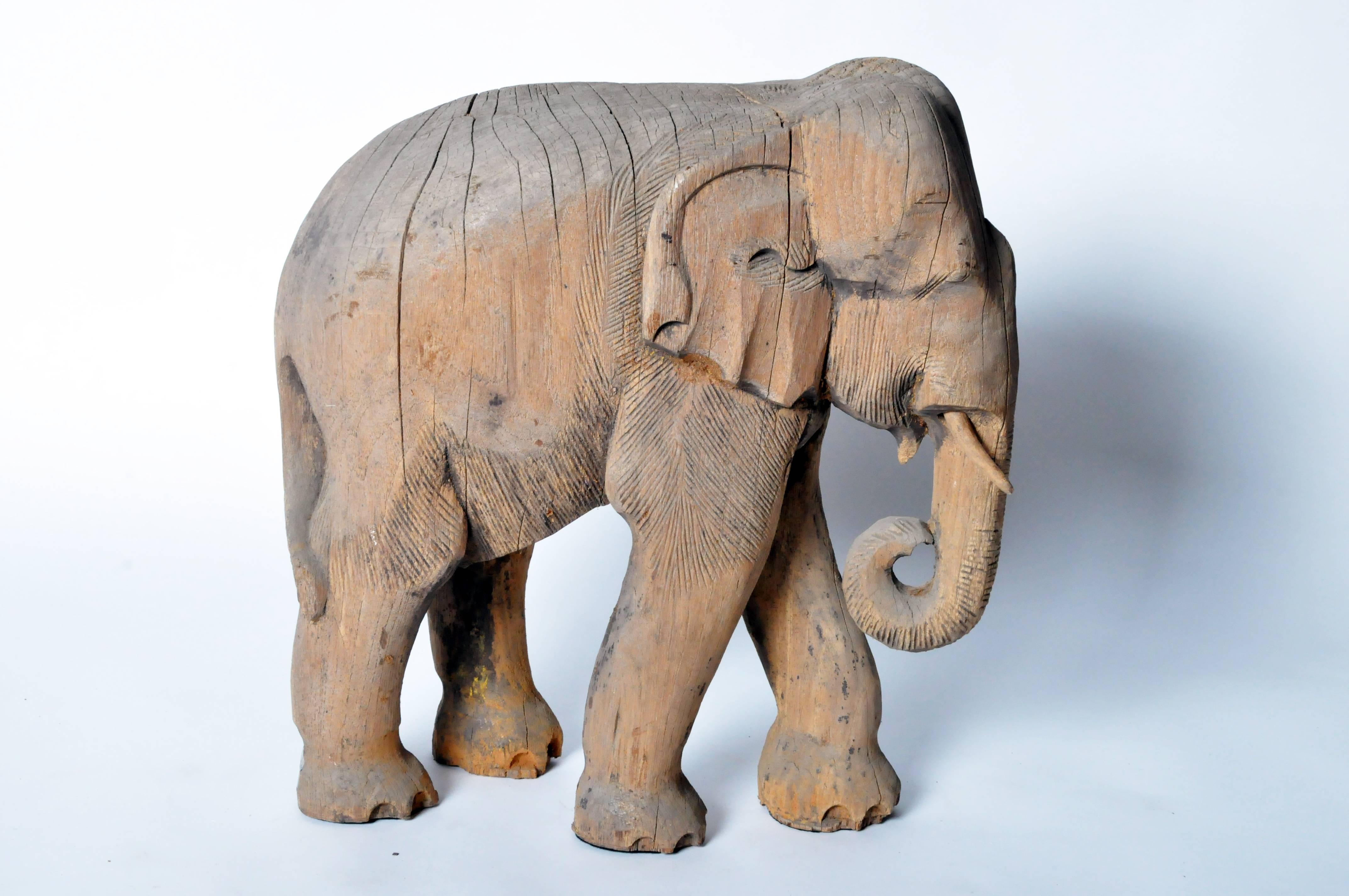 Hand-Carved Southeast Asian Animalier Figure of an Elephant