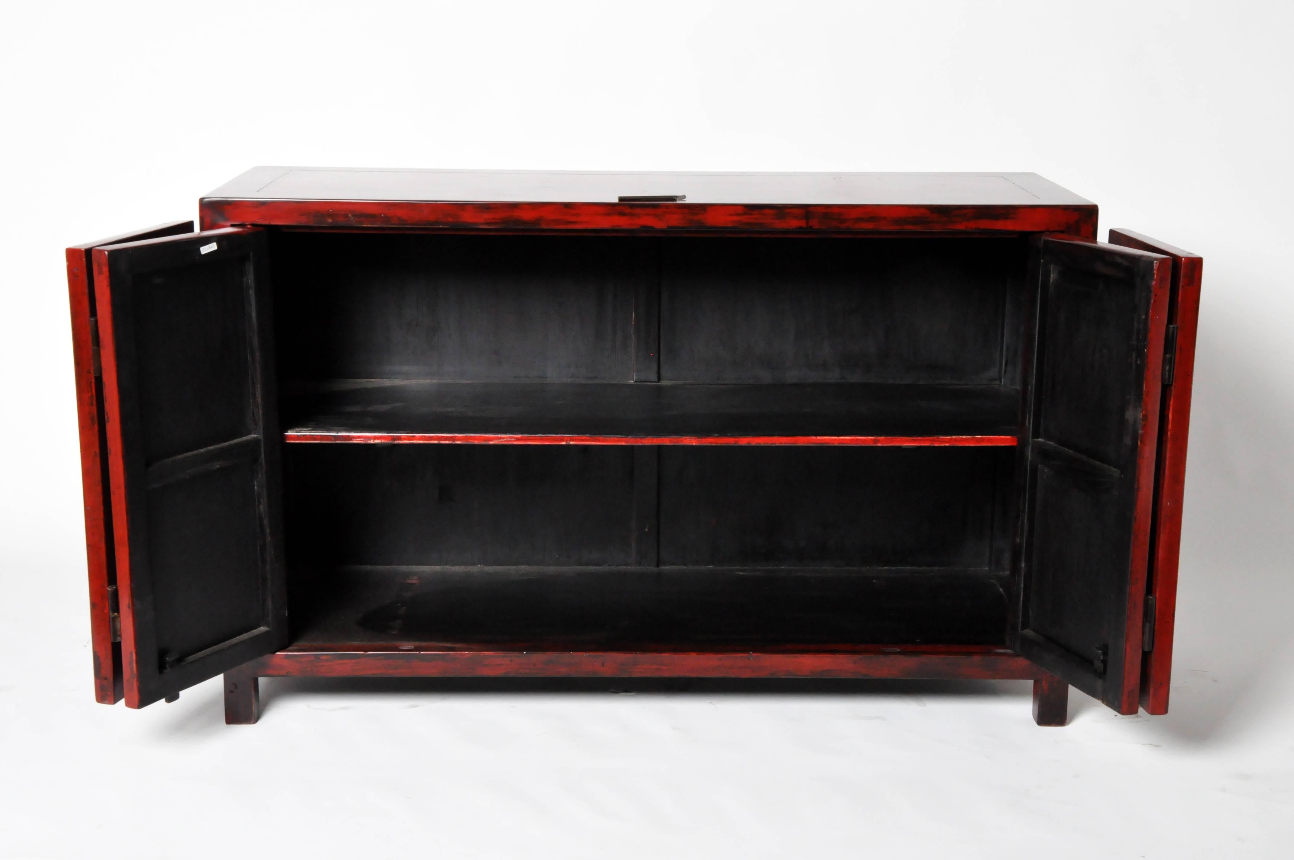 Contemporary Chinese Red Lacquer Cabinet