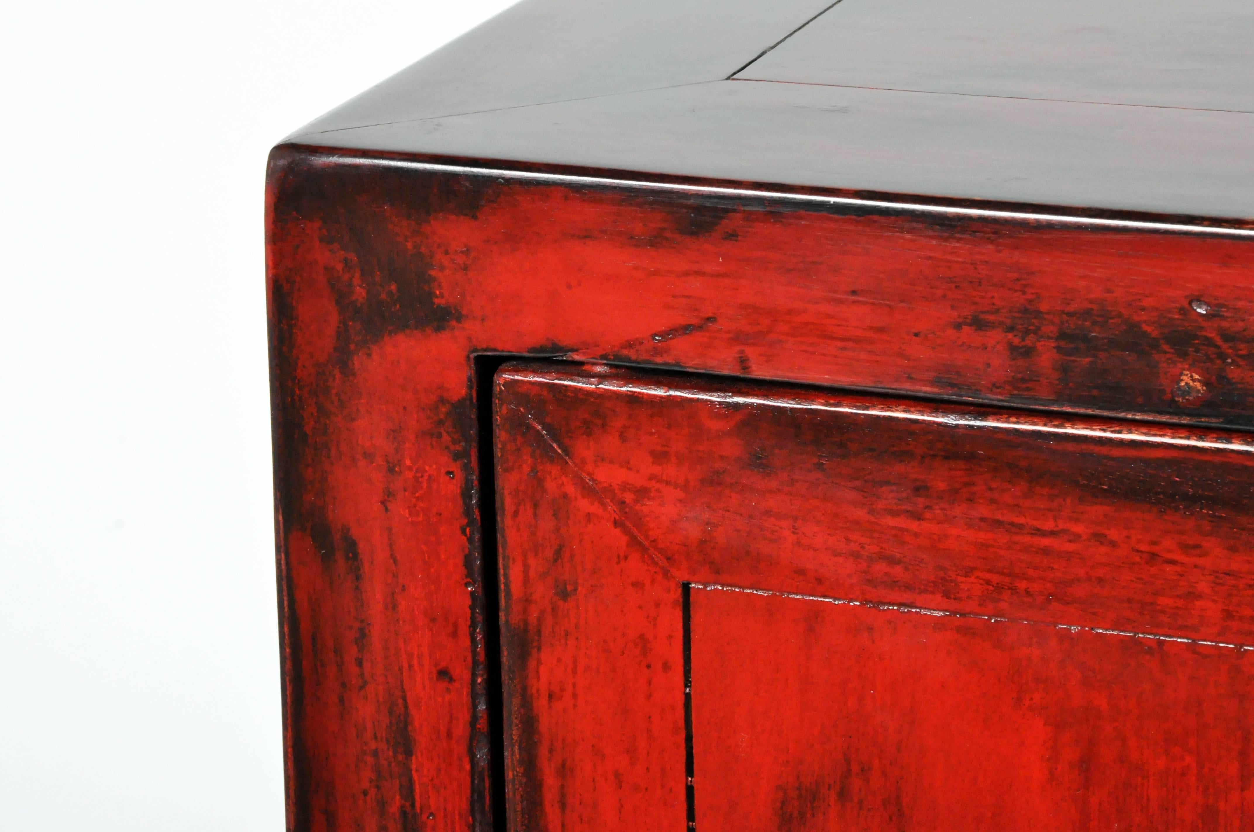 Elm Chinese Red Lacquer Cabinet