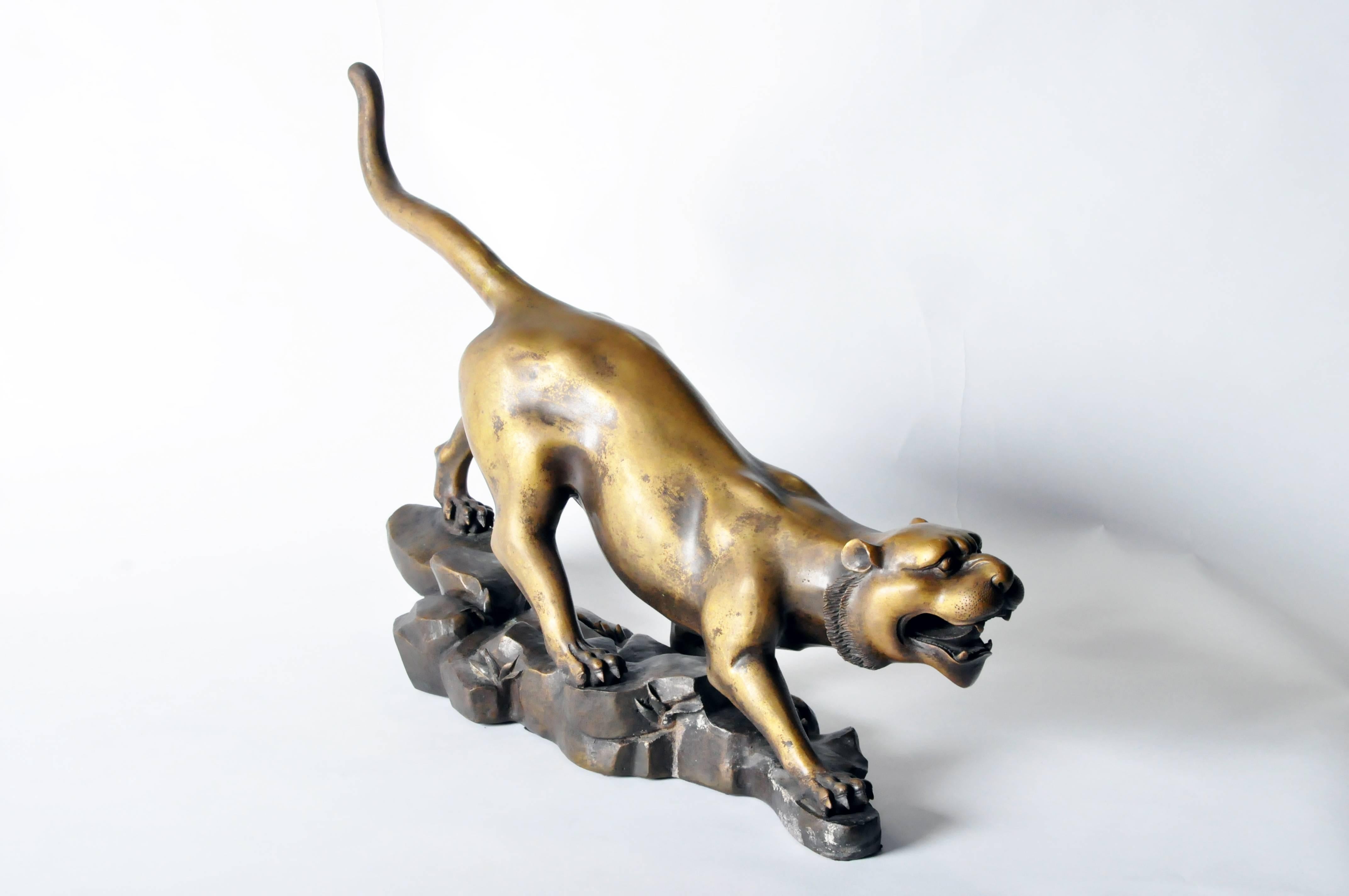 Chinese Bronze Model of a Tiger In Excellent Condition In Chicago, IL