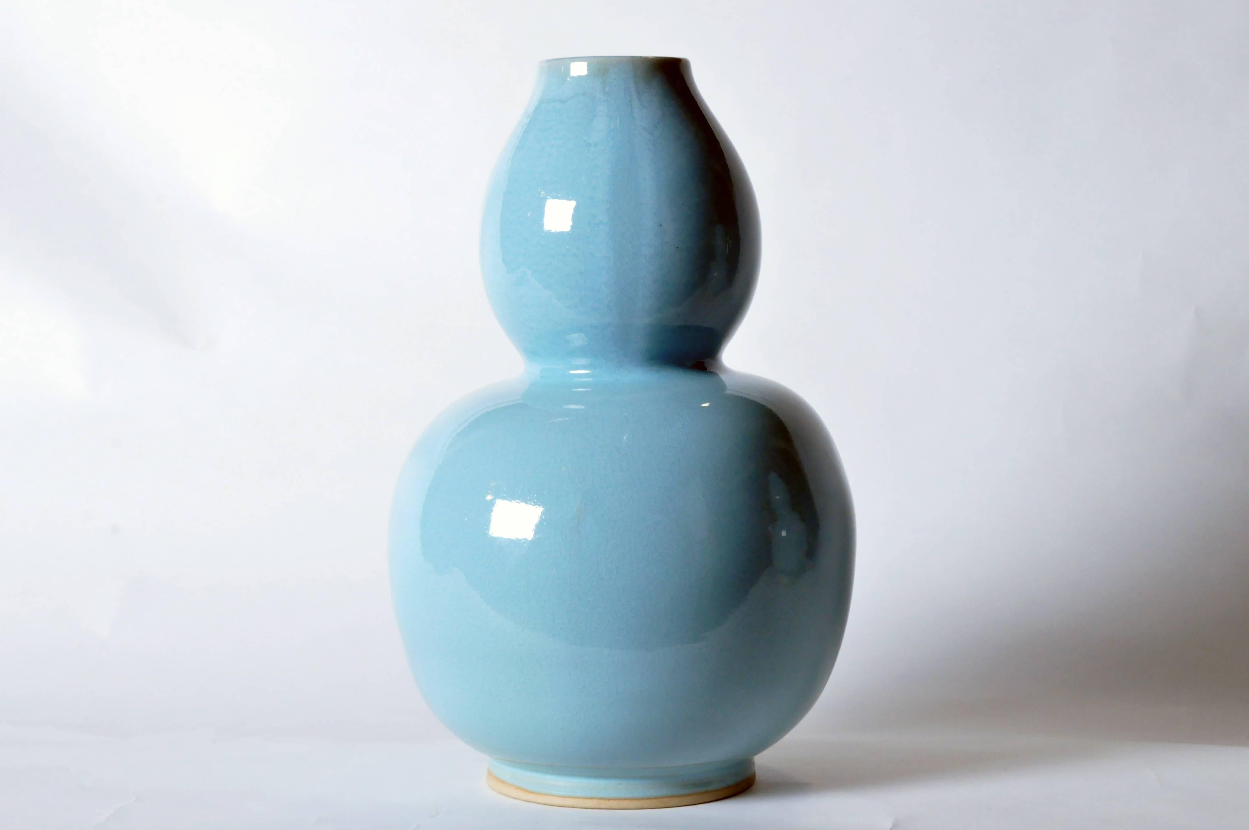 Thai Celadon Blue Double Gourd-Form Vase