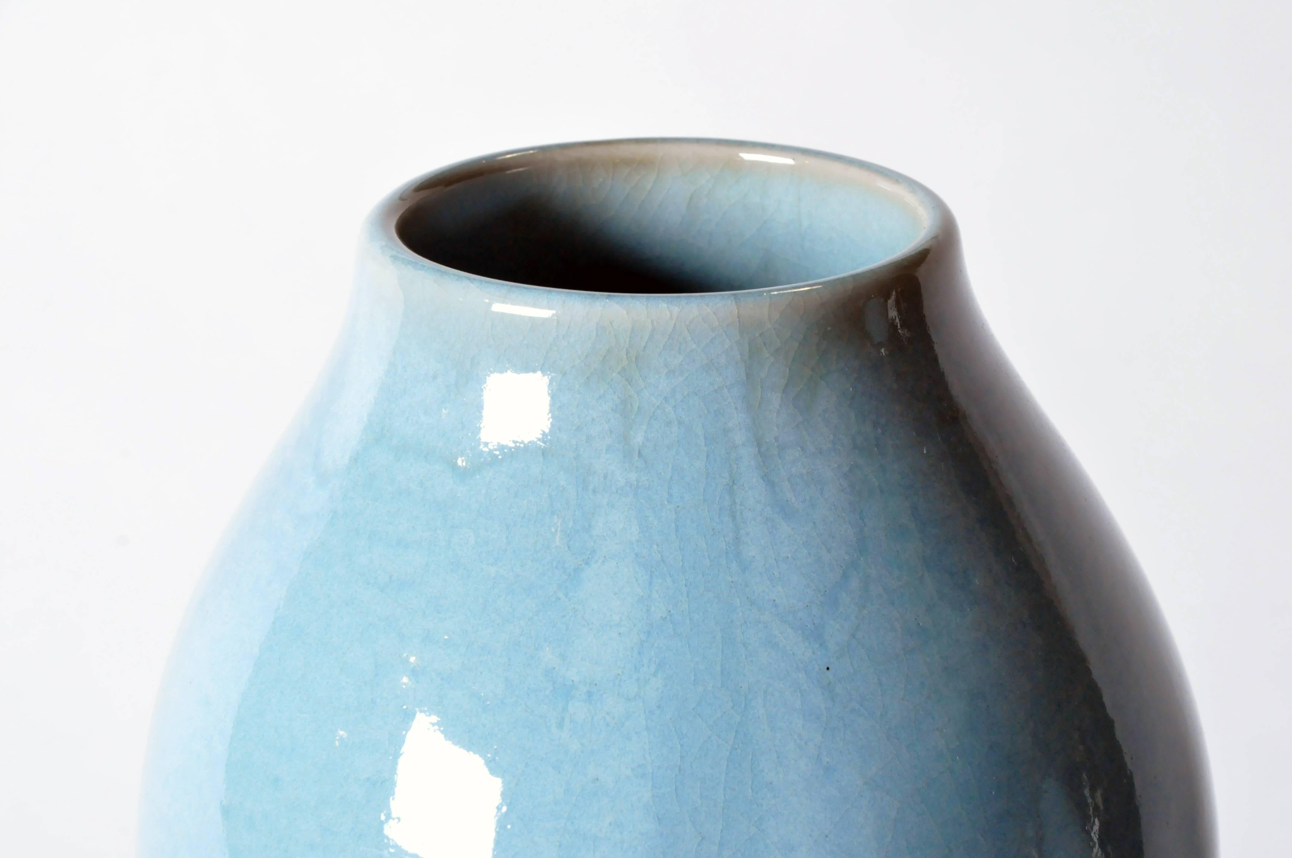 Celadon Blue Double Gourd-Form Vase In Excellent Condition In Chicago, IL