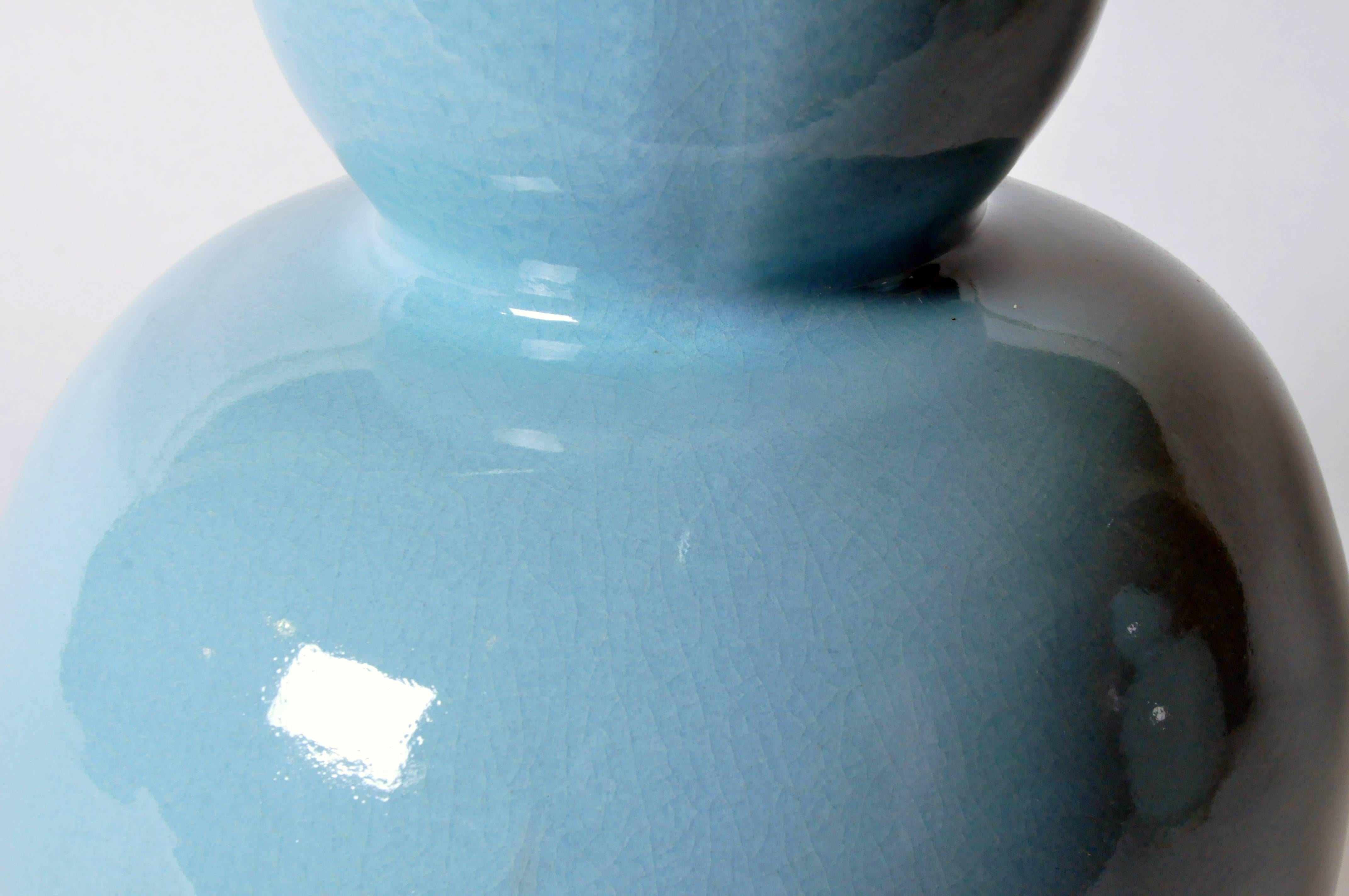 Contemporary Celadon Blue Double Gourd-Form Vase