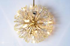 Spherical Brass and Cut Glass Chandelier by Emil Stejnar for Rupert Nikoll
