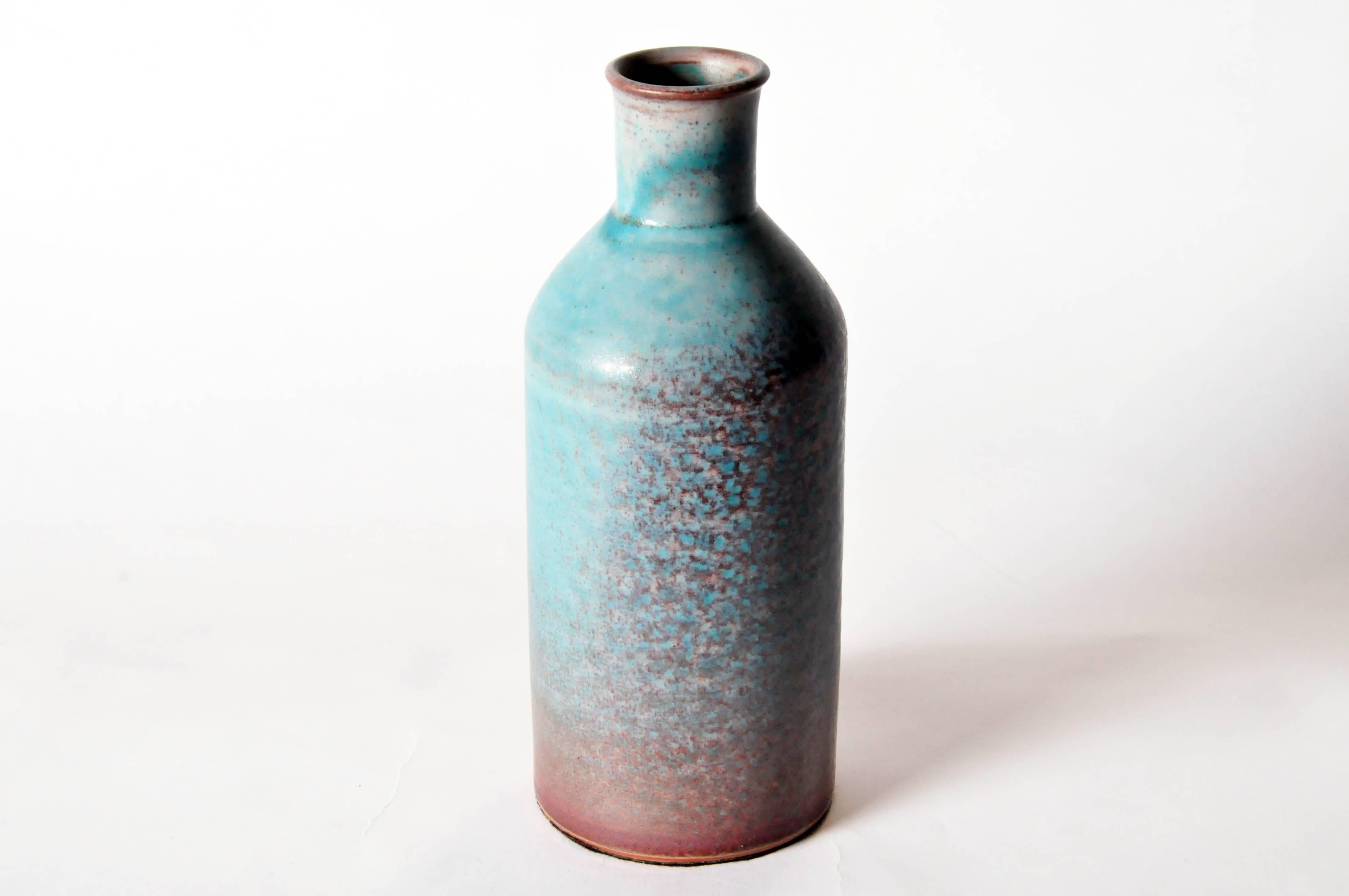 Glazed Mottled Ceramic Bottle Vase