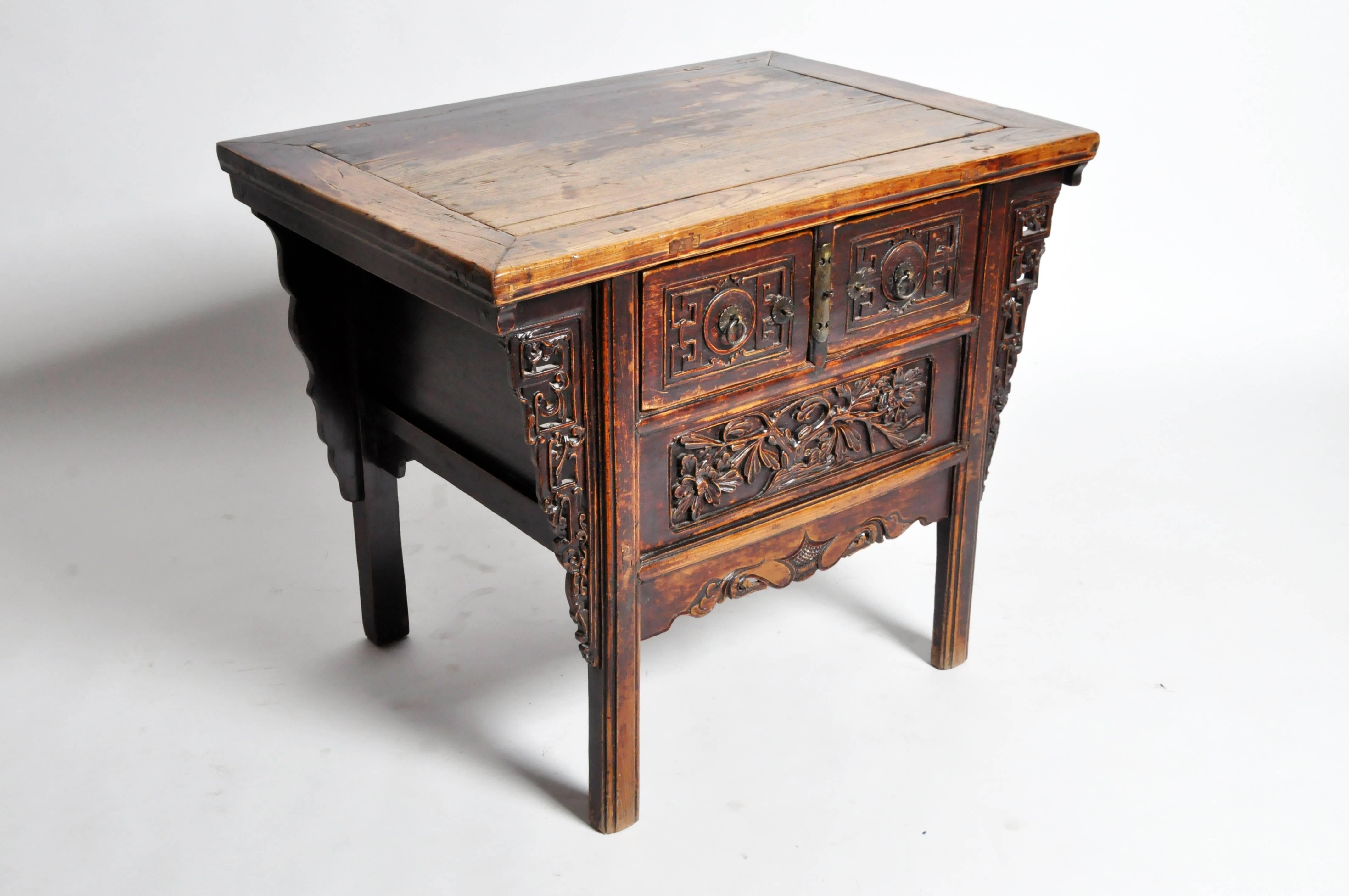19th Century Chinese Red Lacquer Two-Drawer Coffer
