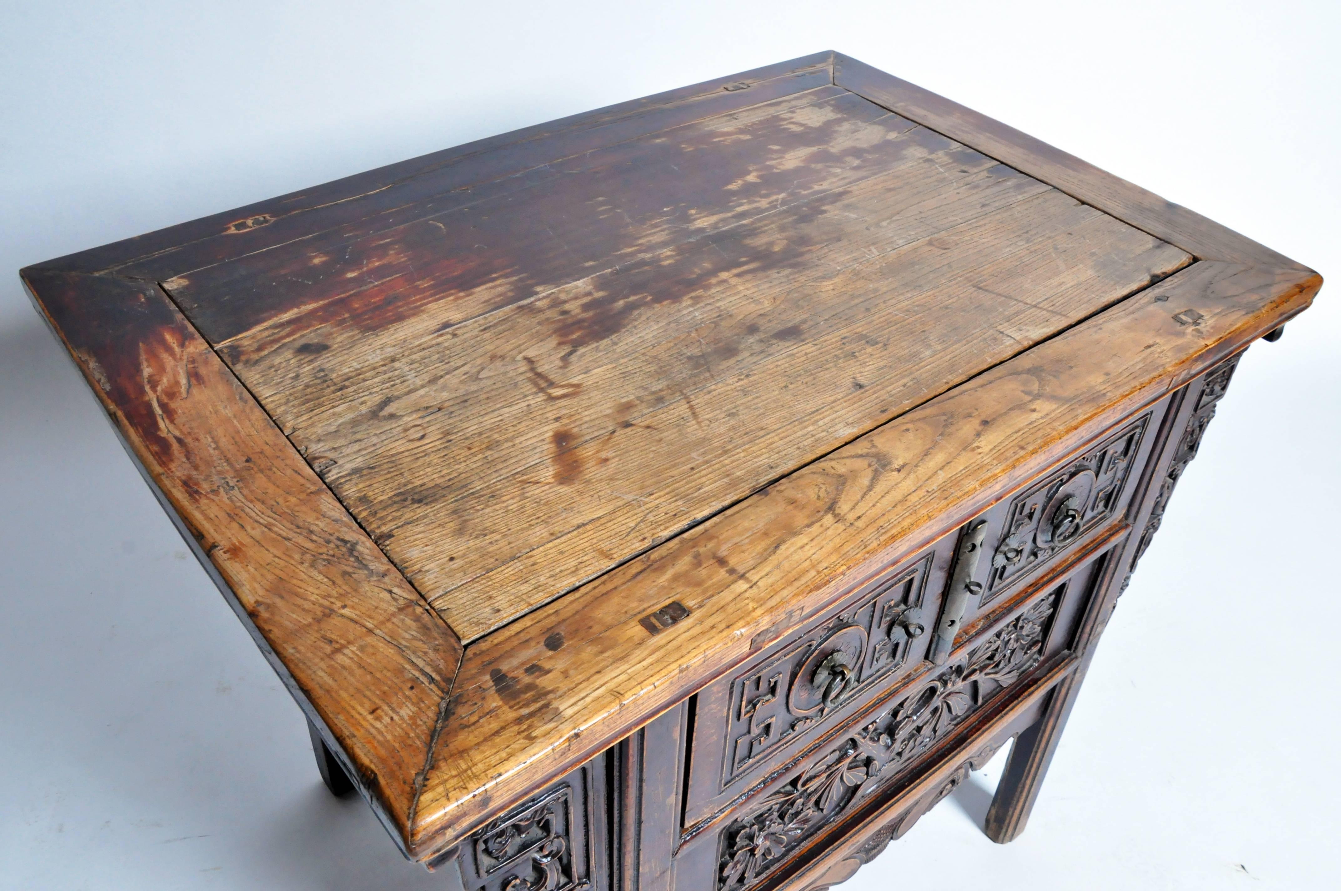 Chinese Red Lacquer Two-Drawer Coffer 1