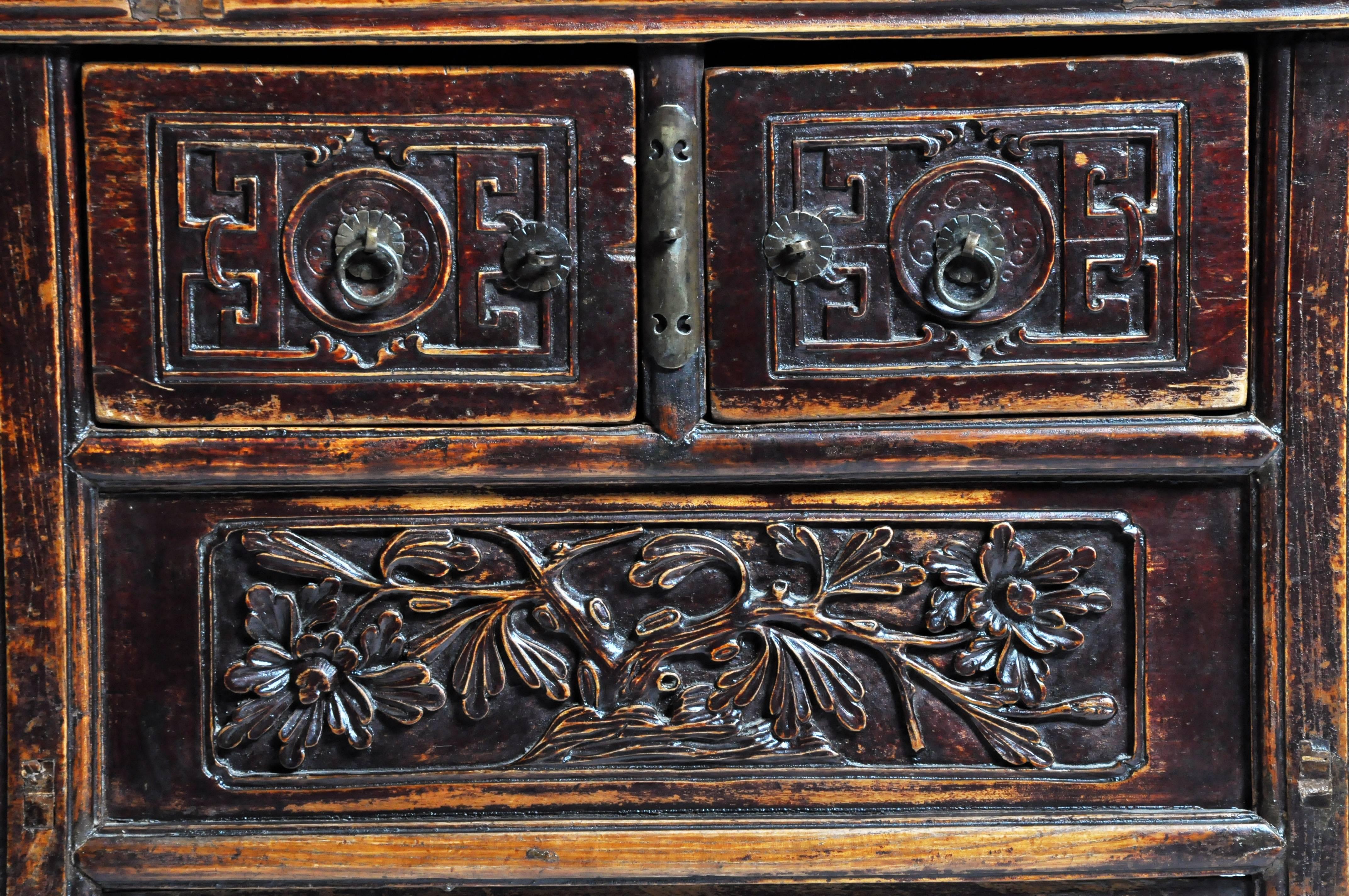 Chinese Red Lacquer Two-Drawer Coffer 3