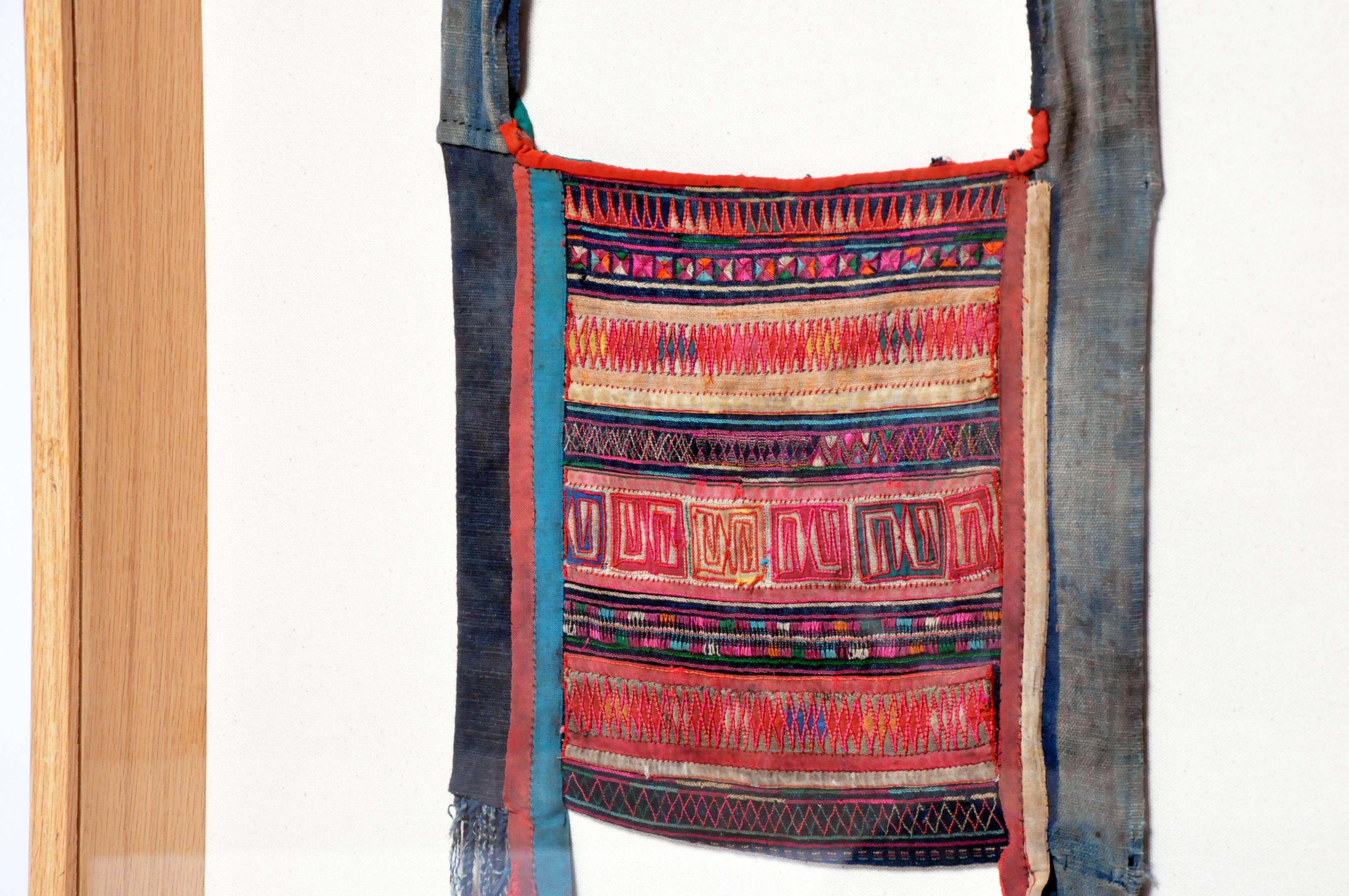 Framed Akha Tribe Hand Embroidered Shoulder Bag For Sale 2