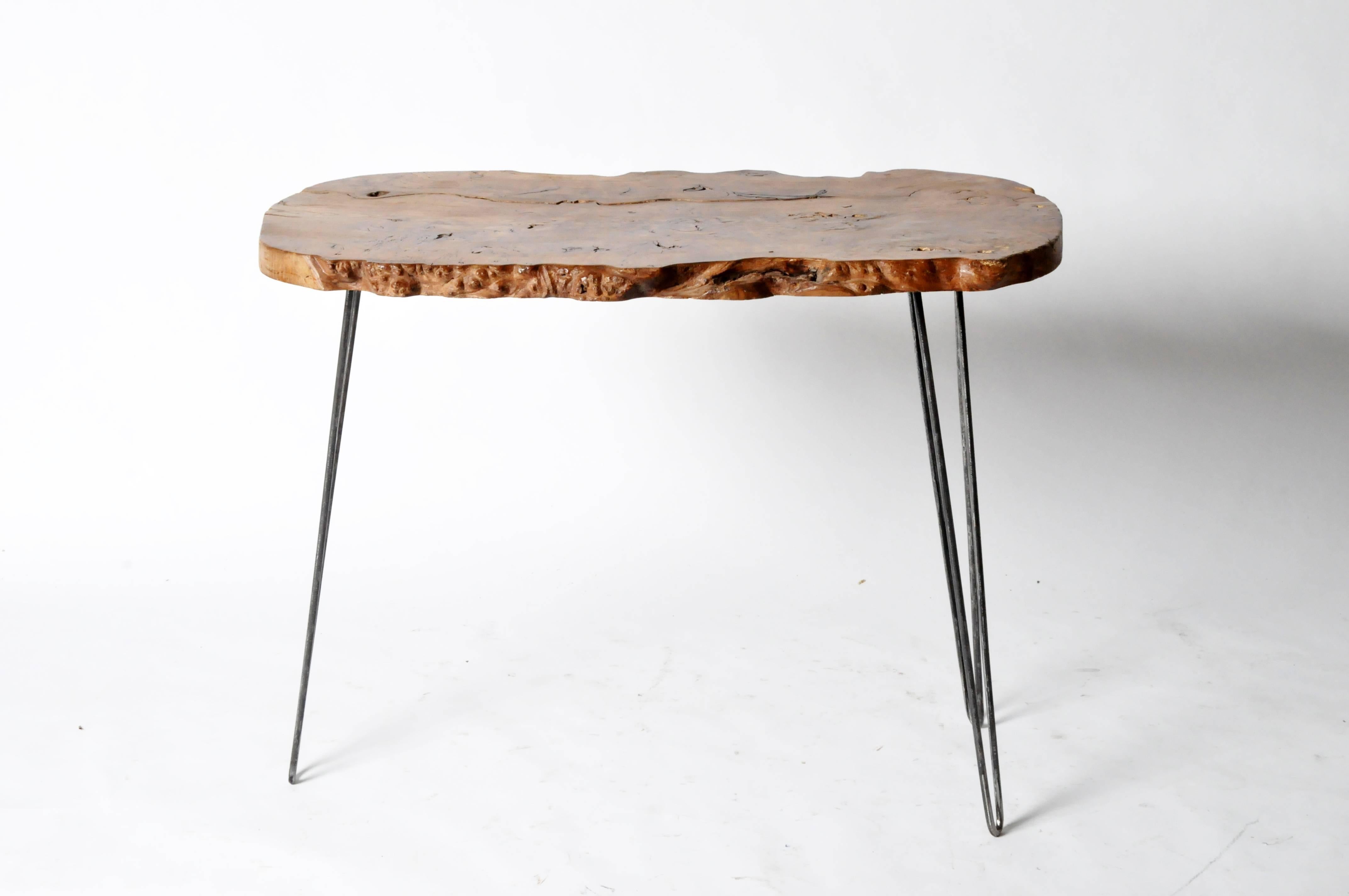 Modern Reclaimed Walnut Slab Side Table For Sale