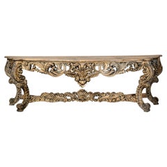 A Hand-Carved Teak Wood Indian Console Table