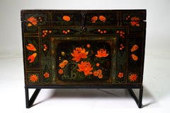 A Chinese Painted Blanket Chest on a Custom Metal Stand