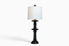 A Custom British Colonial-Style Teak Table Lamp A Custom British Colonial-Style