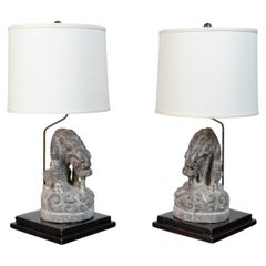 A Pair of Chinese Guardian Lions Lamps