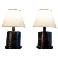 A Pair of Custom Lamps Made from Reclaimed Wood
