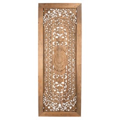 A Double Sided Carved Lotus Teakwood Panel