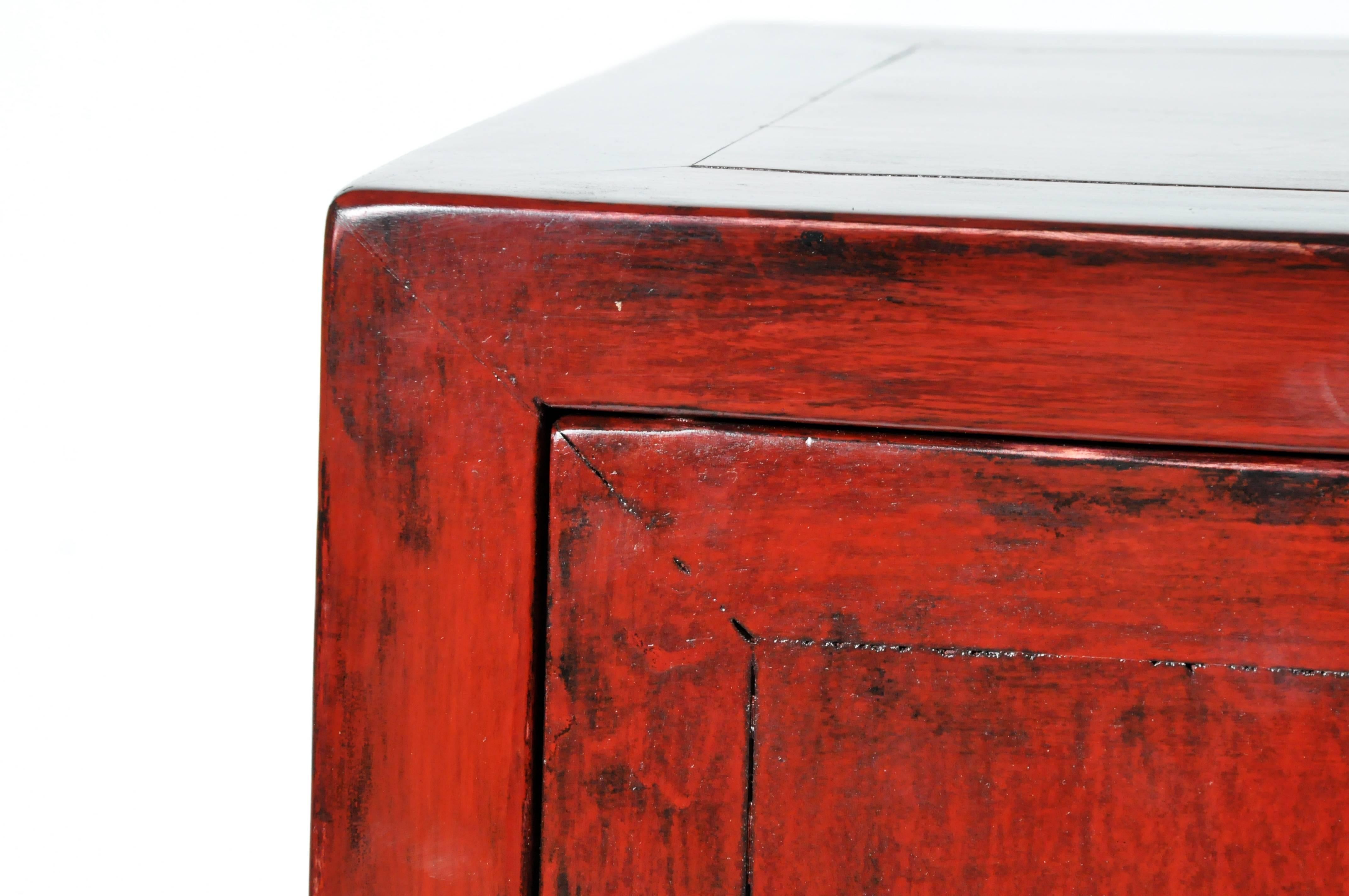 Chinese Red Lacquered Chest with Restoration In Excellent Condition In Chicago, IL